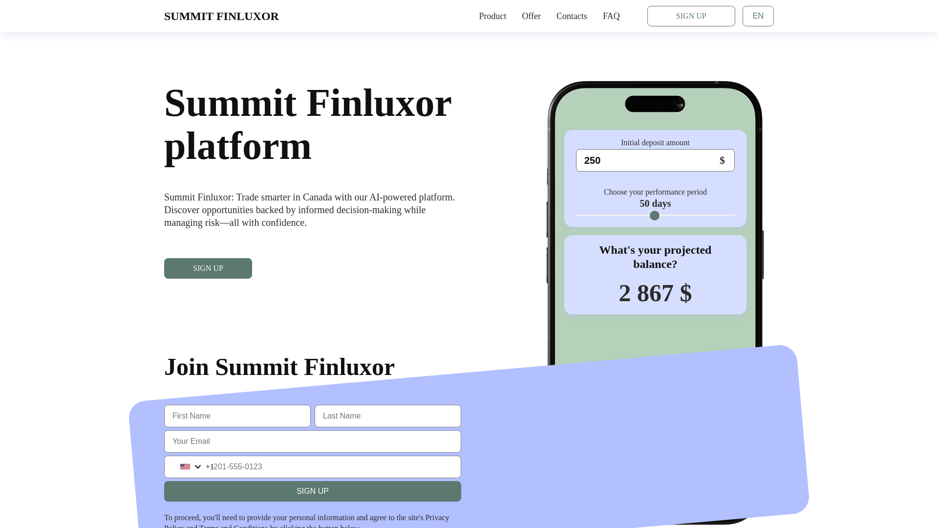 website screenshot of https://summit-finluxor.com/