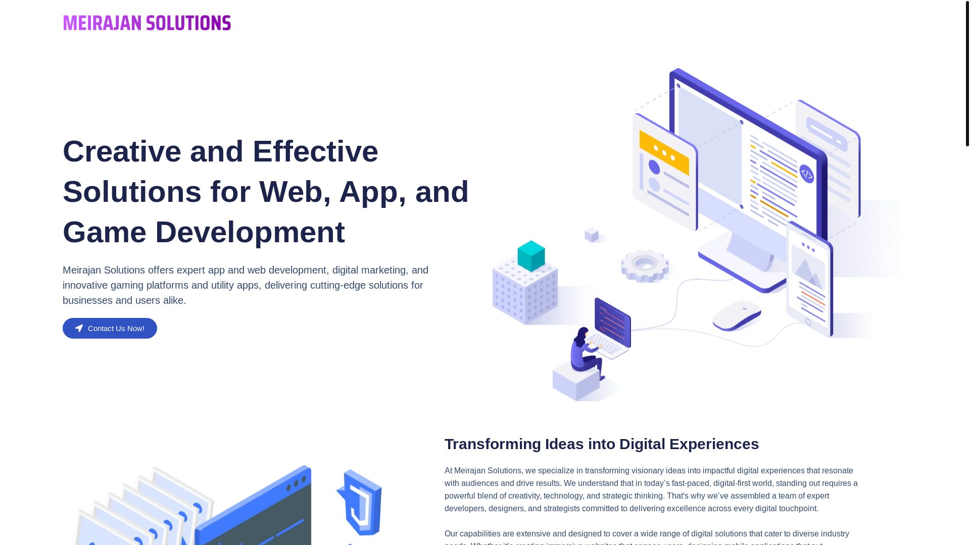 website screenshot of https://meirajansolutions.in/