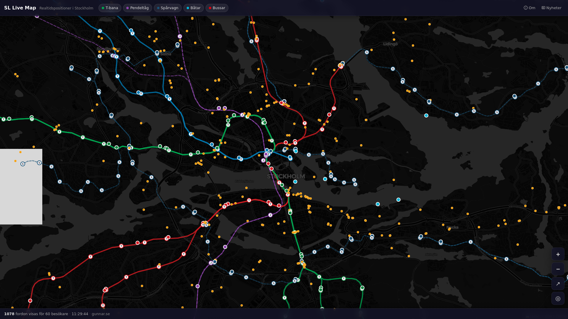 website screenshot of https://sl-map.gunnar.se/