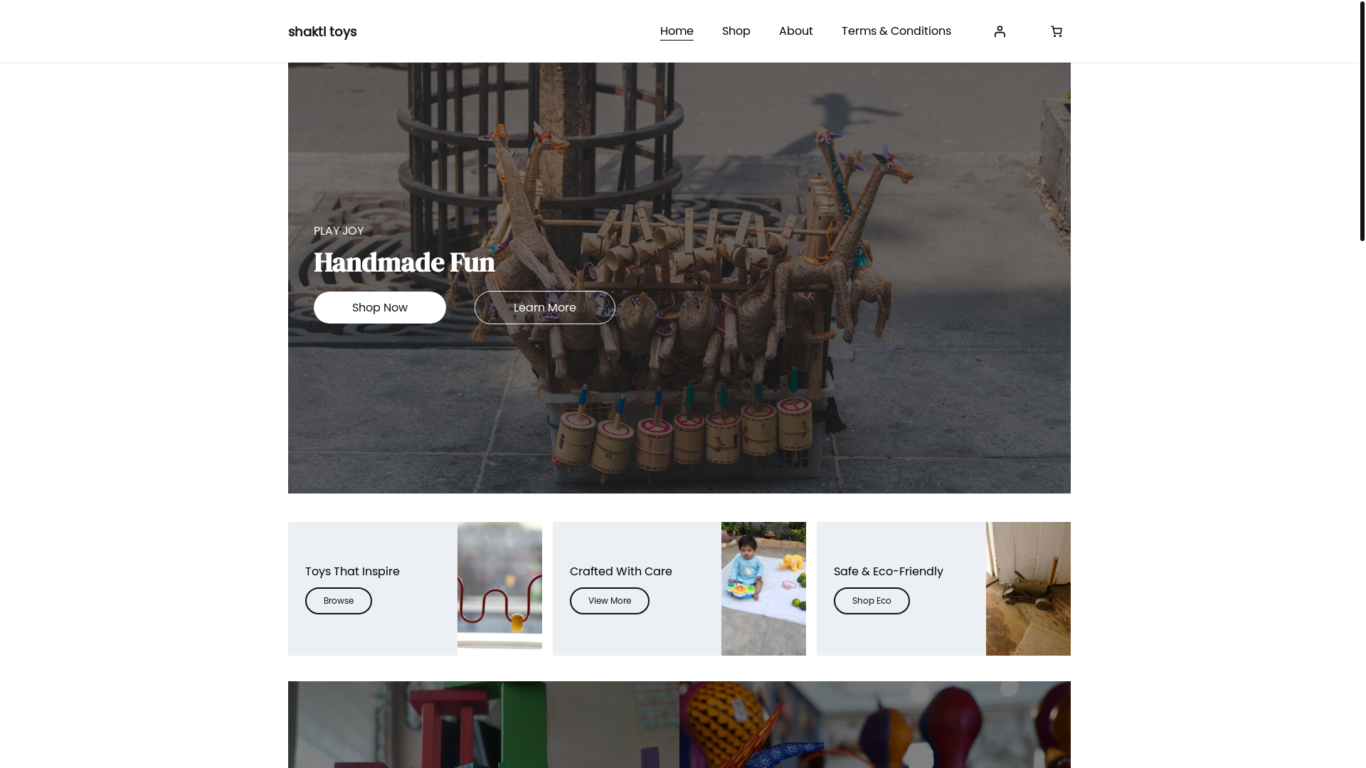 website screenshot of https://shaktitoys.in/