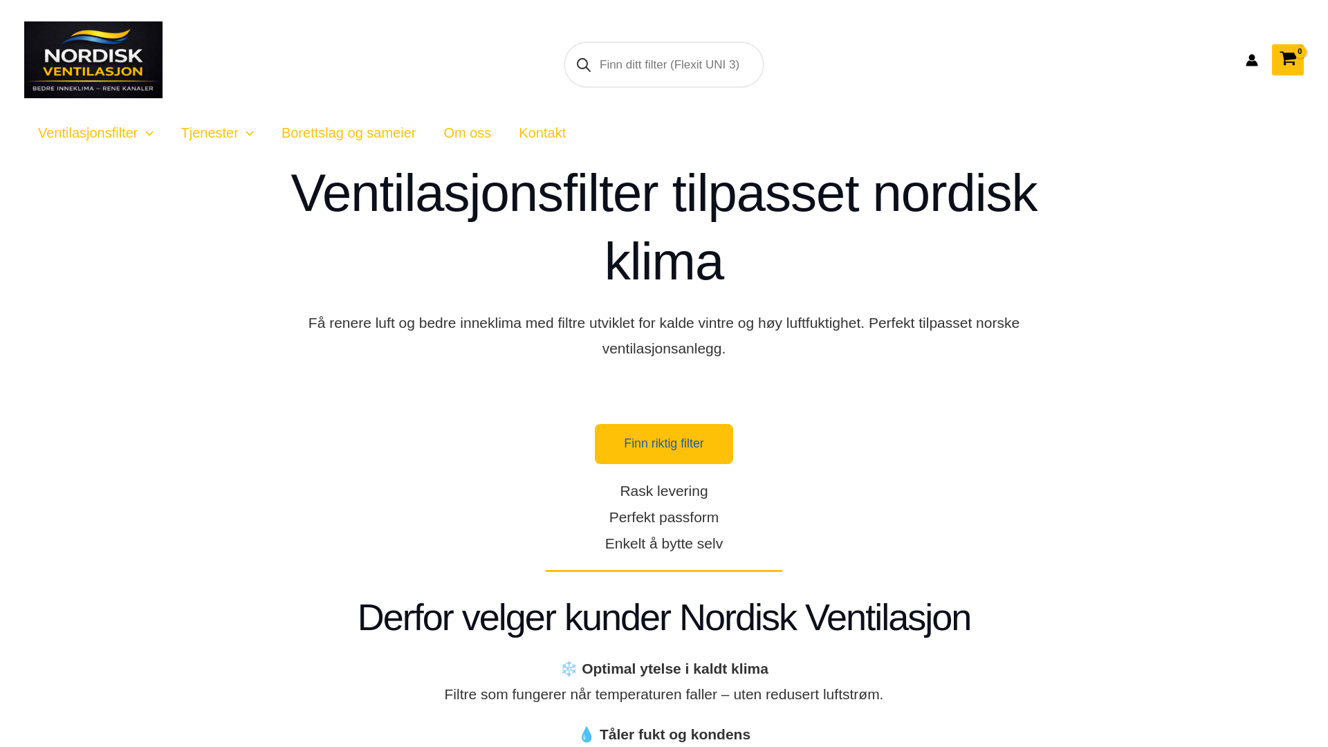 website screenshot of https://nordiskventilasjon.com/