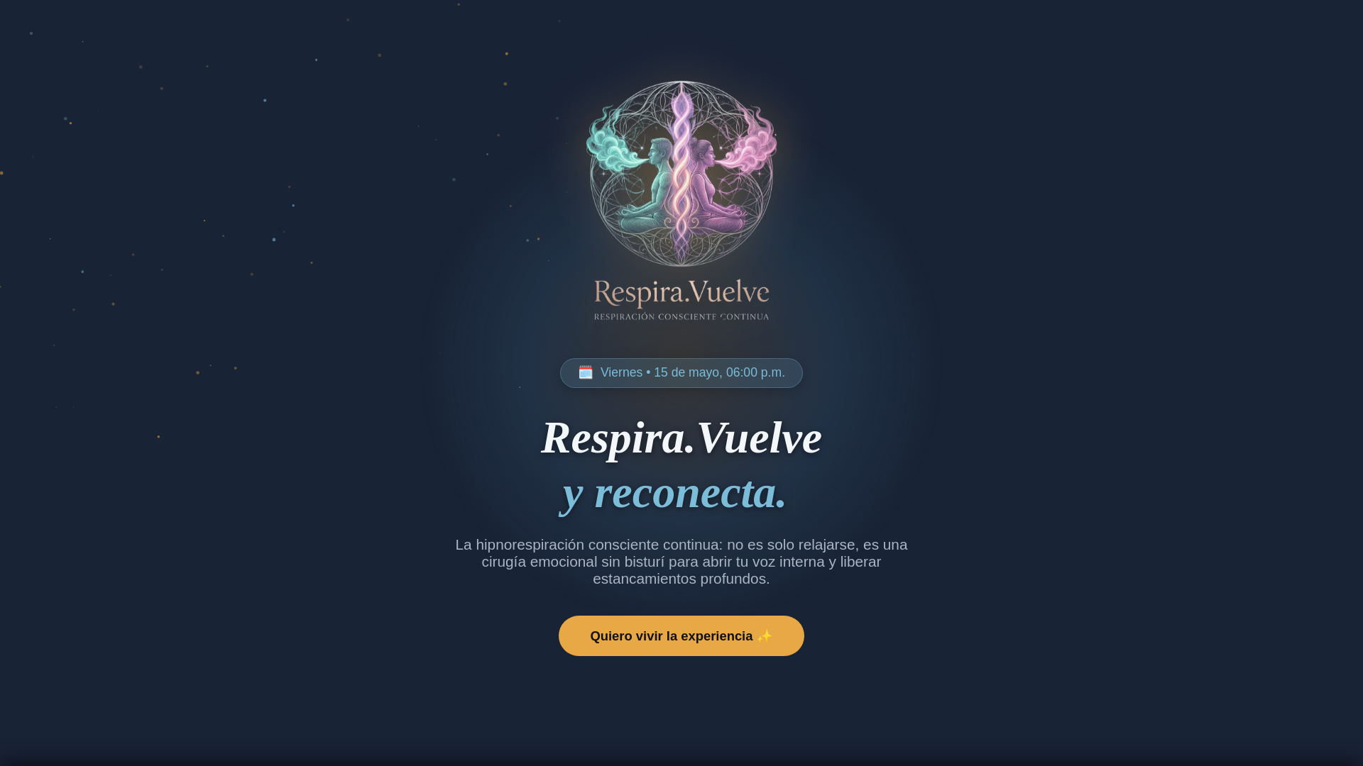 website screenshot of https://respirayvuelve.com