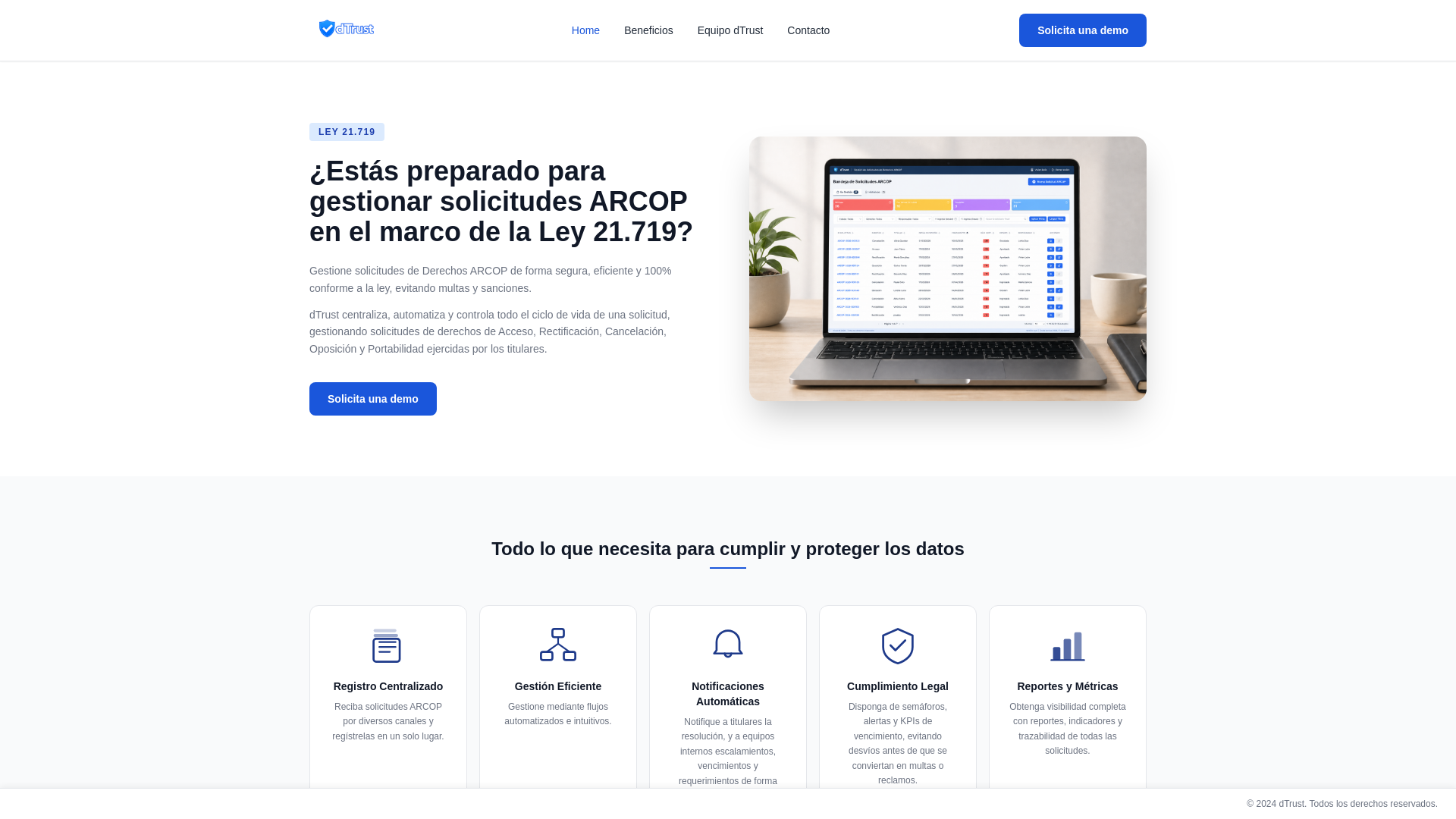 website screenshot of https://dtrust-landing.pages.dev/