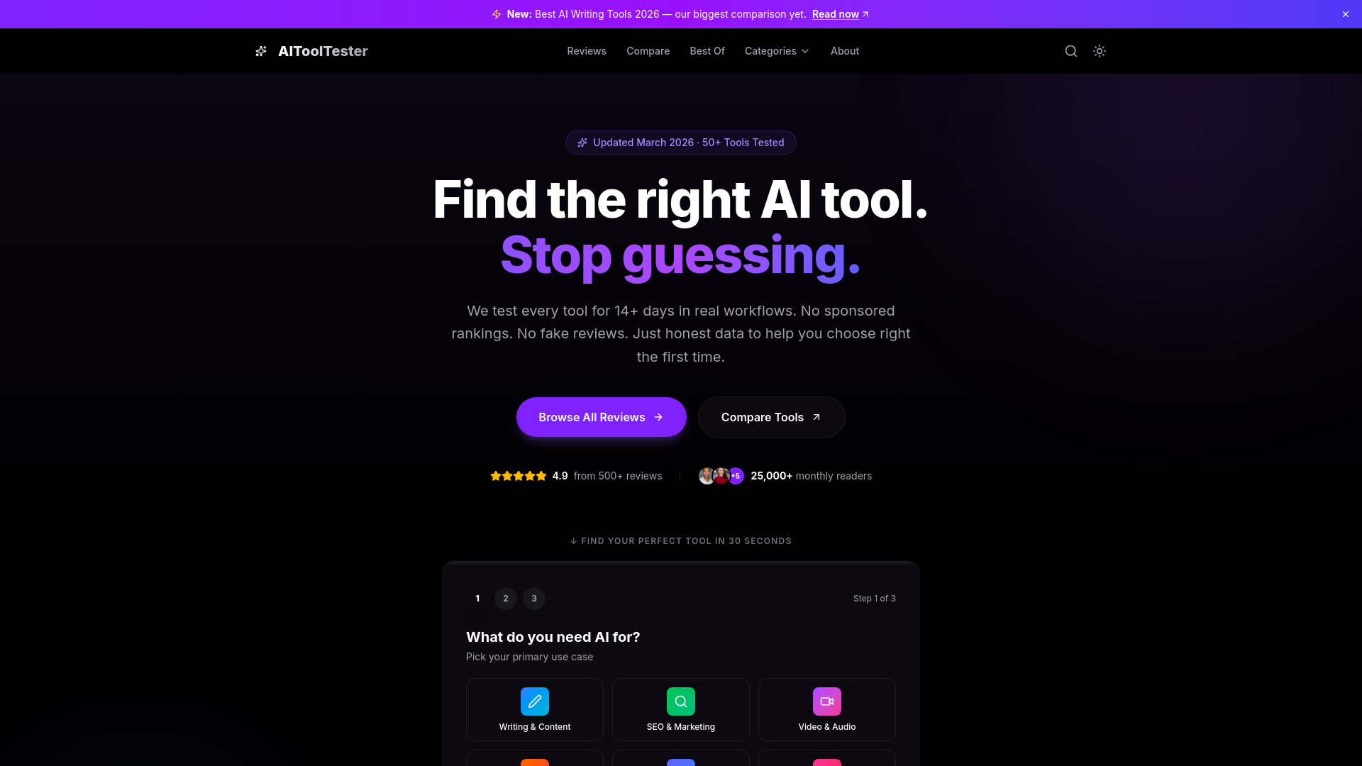 website screenshot of https://ai-tools-review-75x.pages.dev/