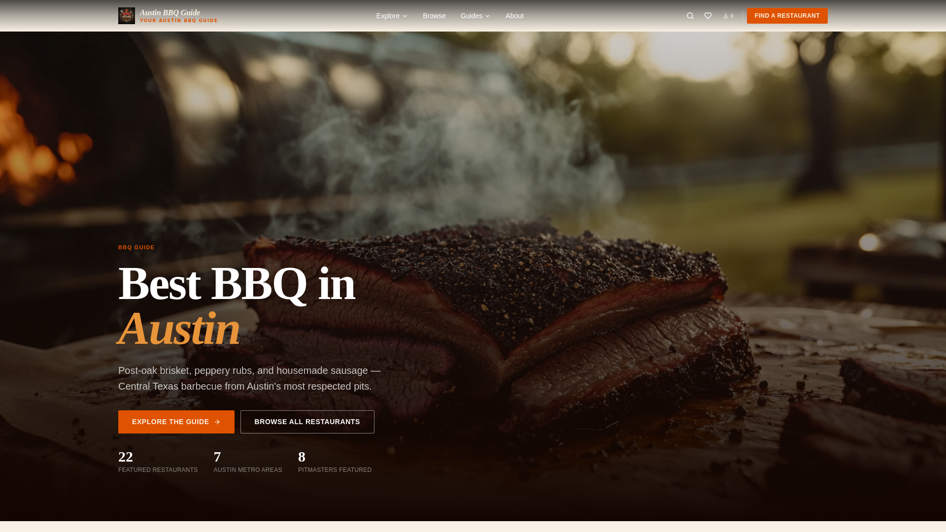 website screenshot of https://austinbbqguide.co/