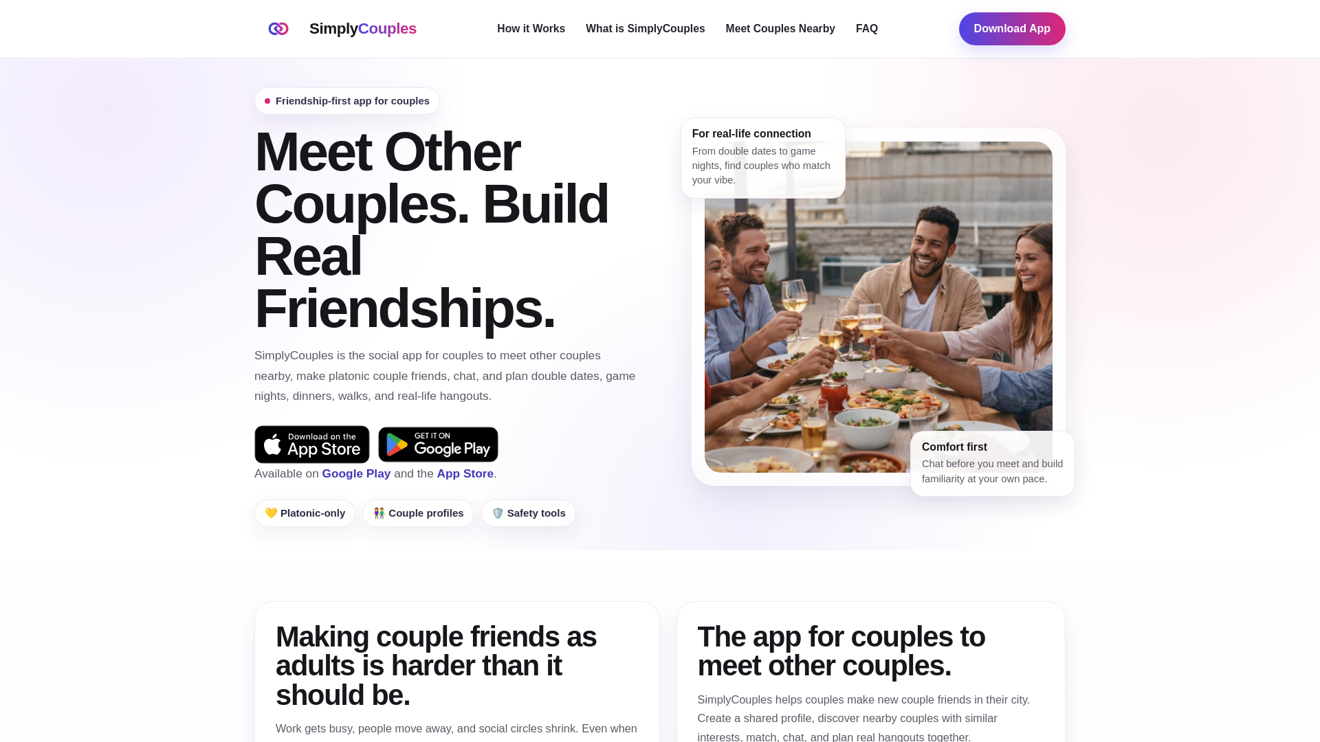 website screenshot of https://simplycouples.app