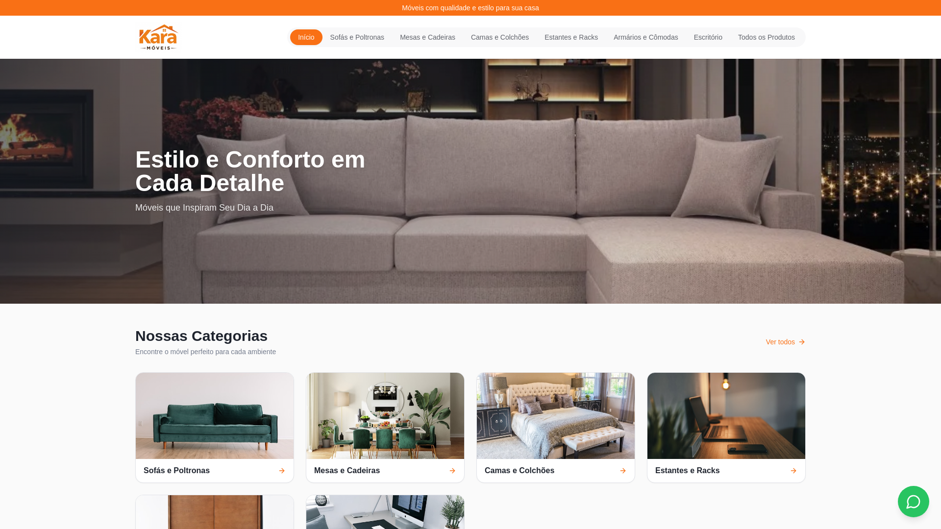 website screenshot of https://karamoveis.com.br/