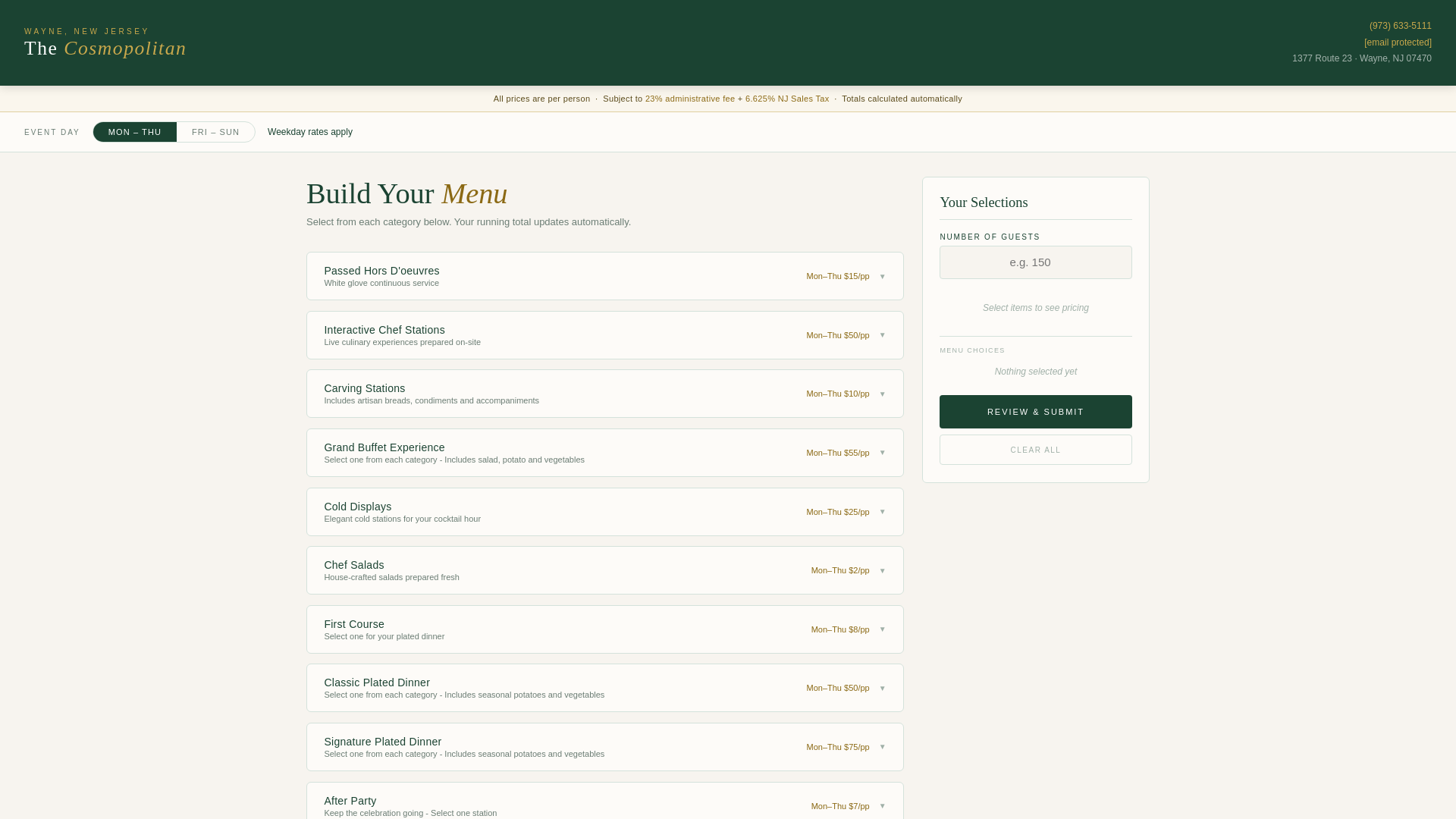 website screenshot of https://cosmopolitanmenu.com/