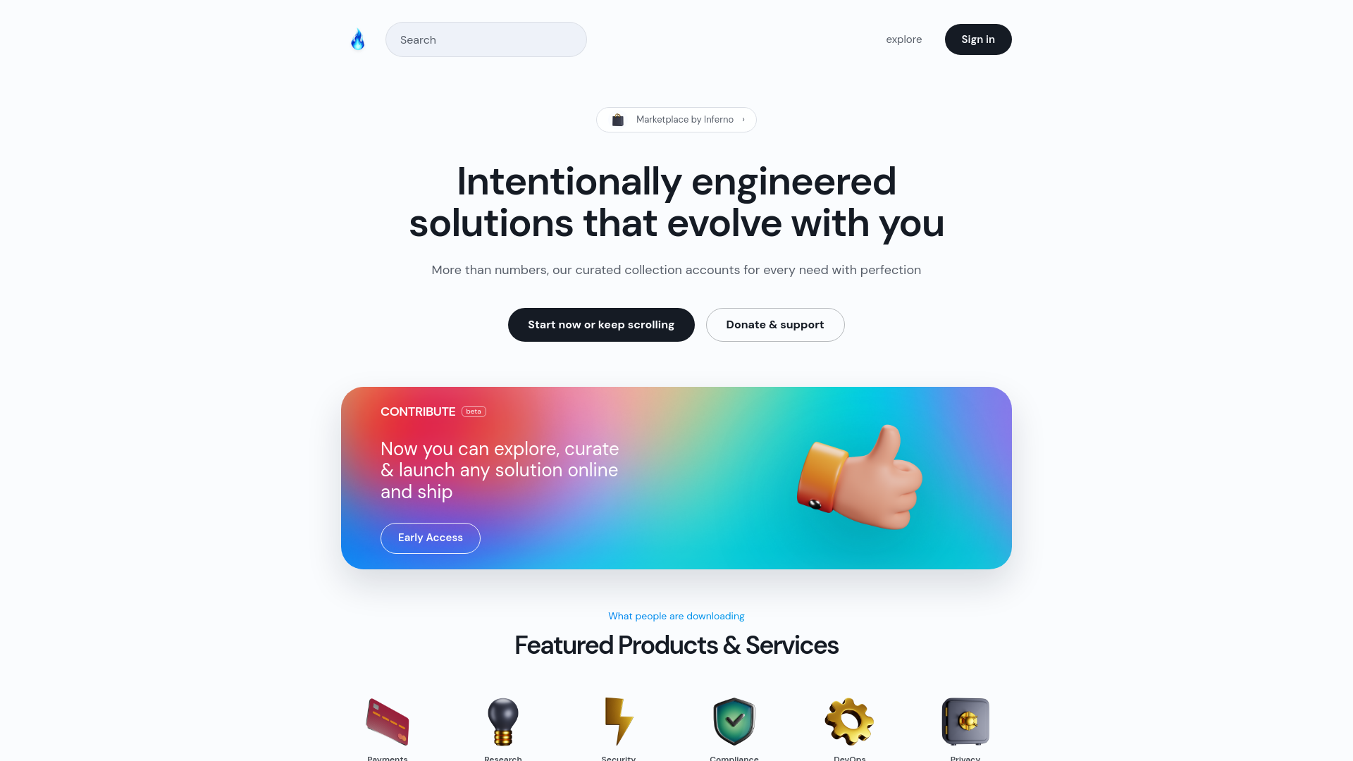website screenshot of https://tryinferno.app/