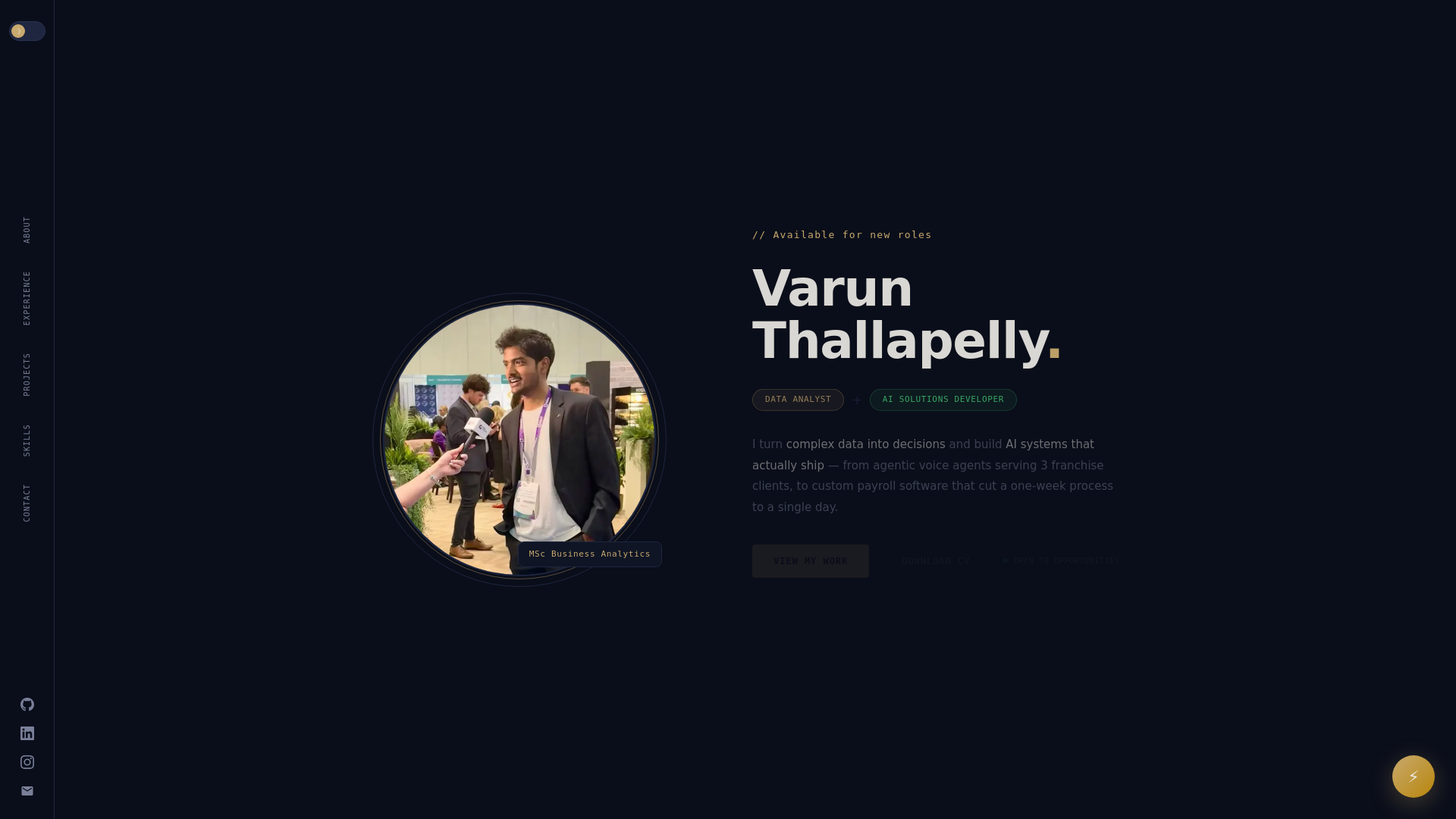 website screenshot of https://varunthallapelly.com/