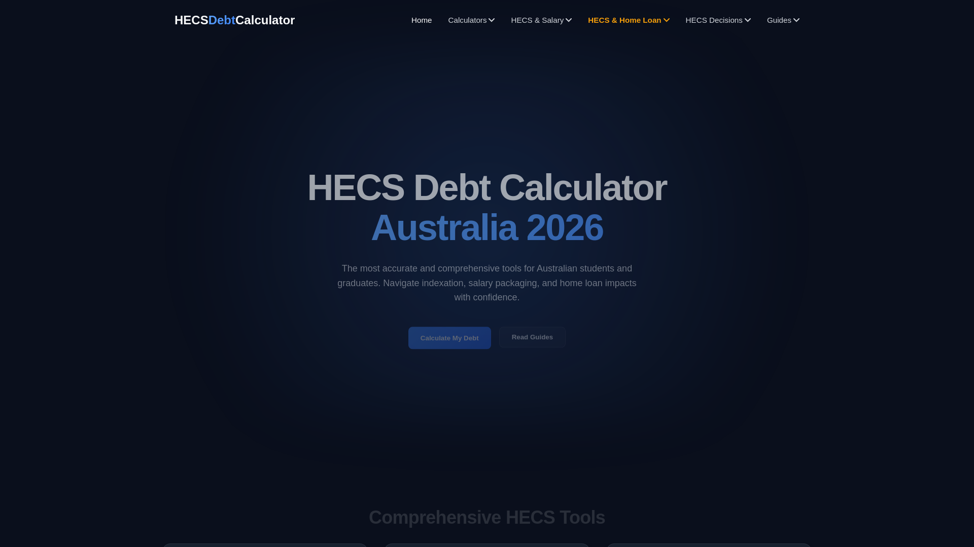 website screenshot of https://hecsdebtcalculator.com.au