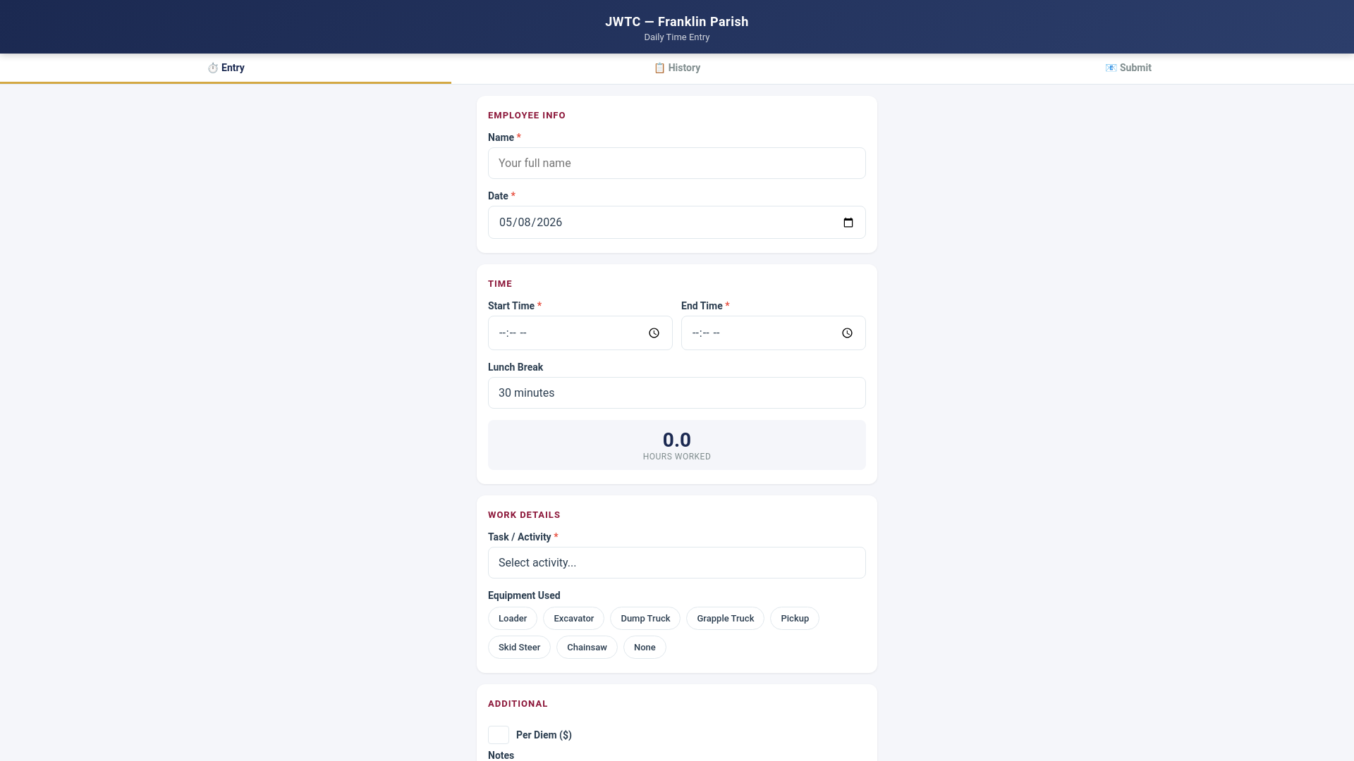website screenshot of https://franklin-parish-timesheet.pages.dev/