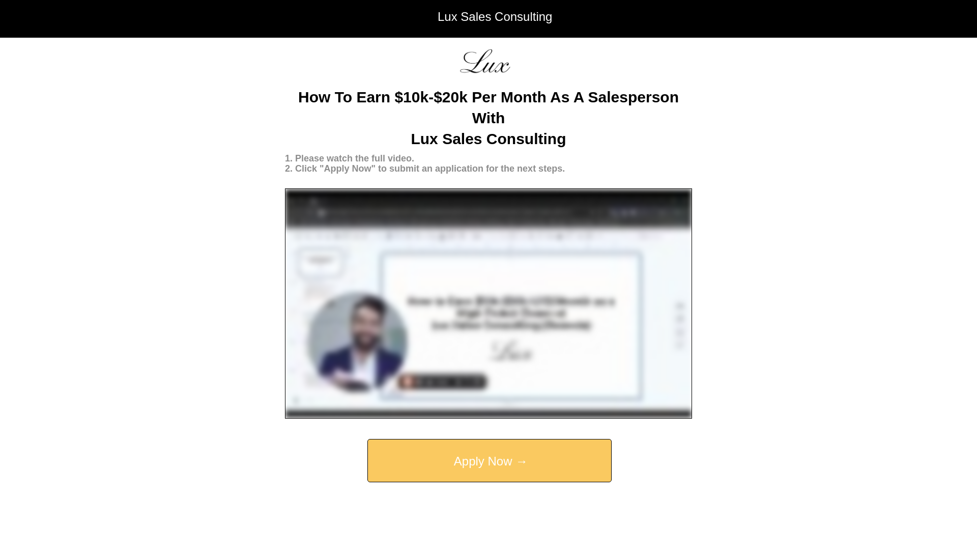 website screenshot of https://hiring.luxsalesconsulting.com/