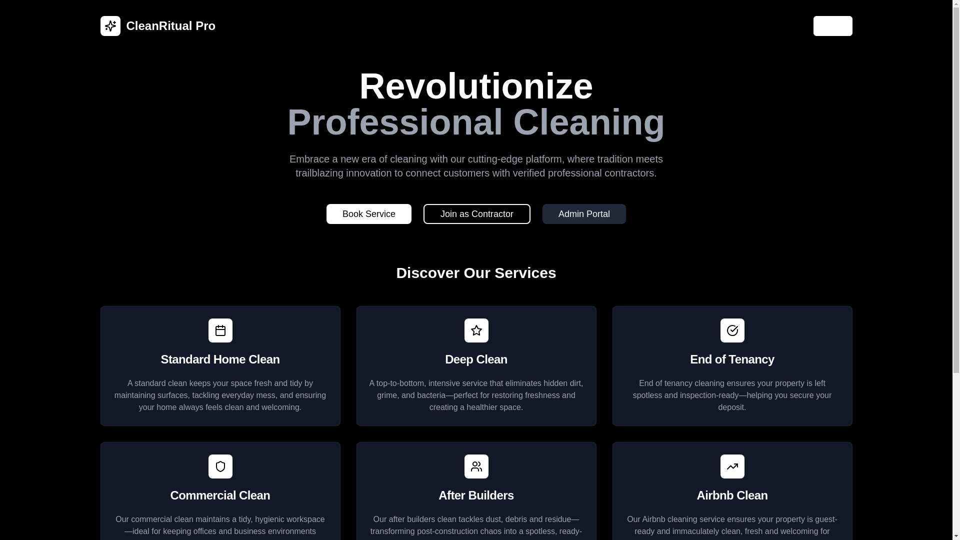 website screenshot of https://cleanritual.living/