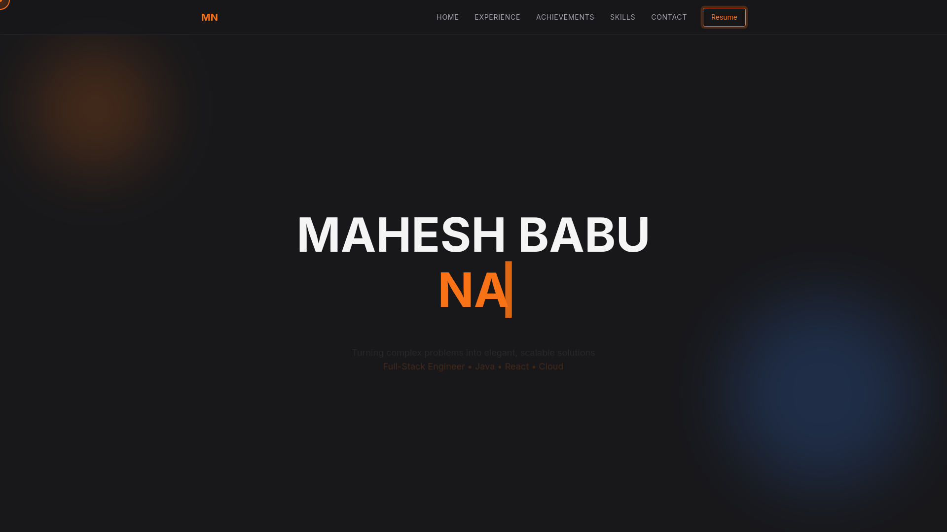 website screenshot of https://maheshbabunarne.com