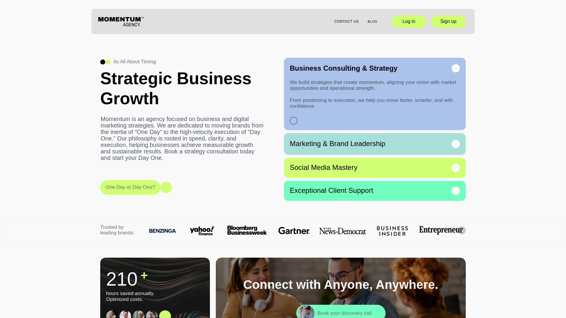 website screenshot of https://momentumzh.ch