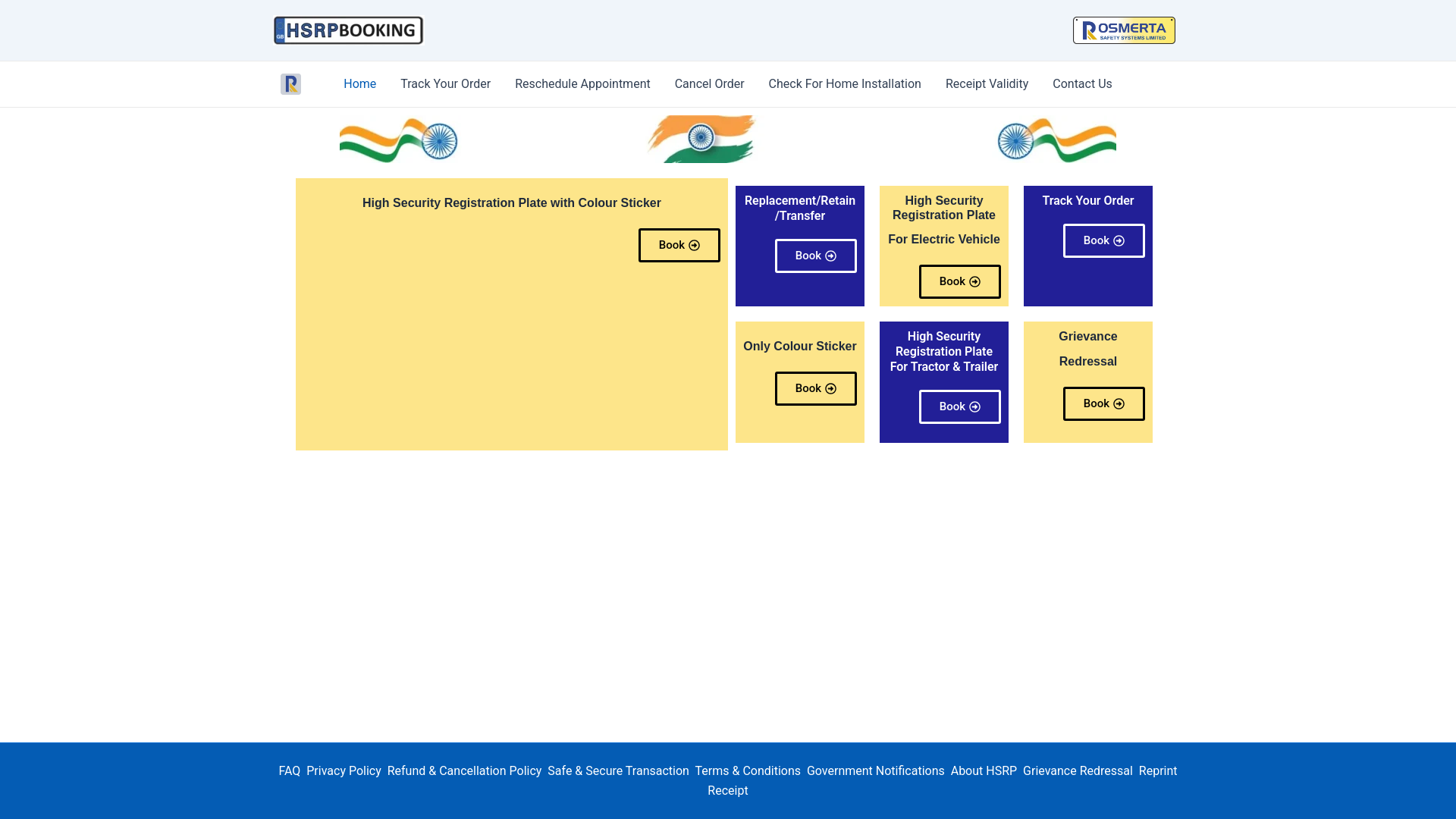 website screenshot of https://bookinghsrp.live/