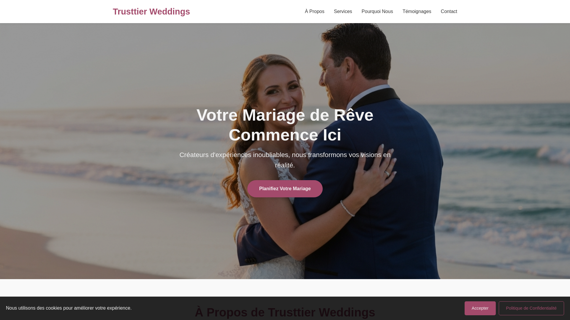 website screenshot of https://trusttierweddings.shop/