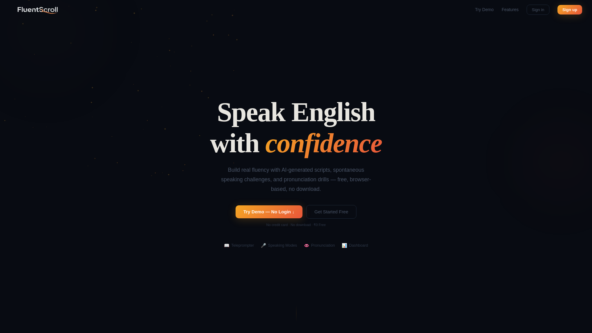 website screenshot of https://fluentscrolls.in/