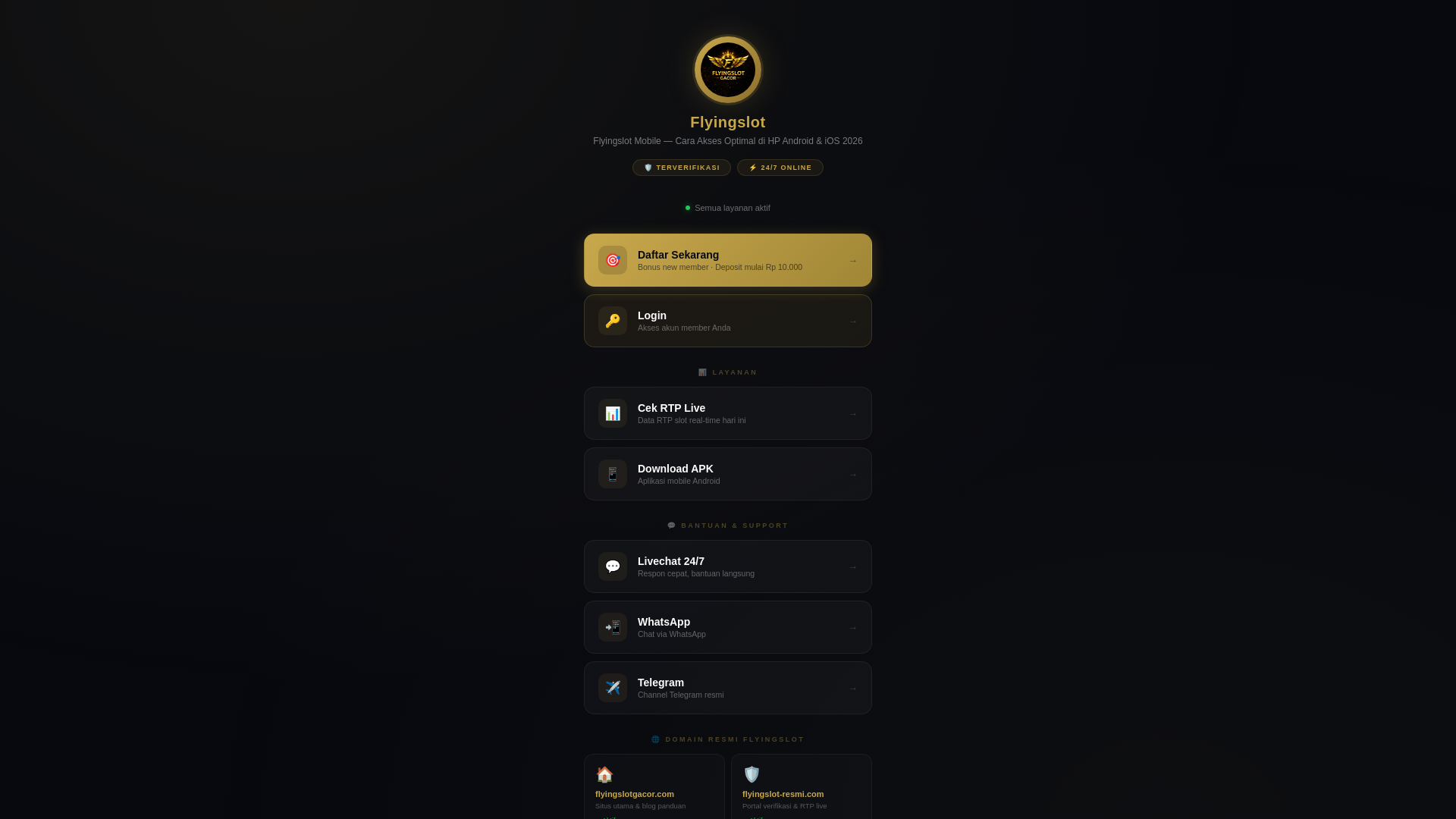 website screenshot of https://flyingslot-mobile-amp-biolink.pages.dev/