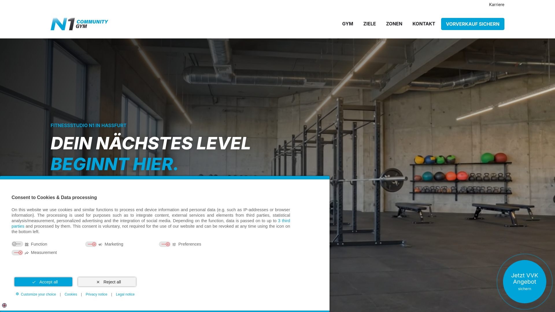 website screenshot of https://n1fitness.de