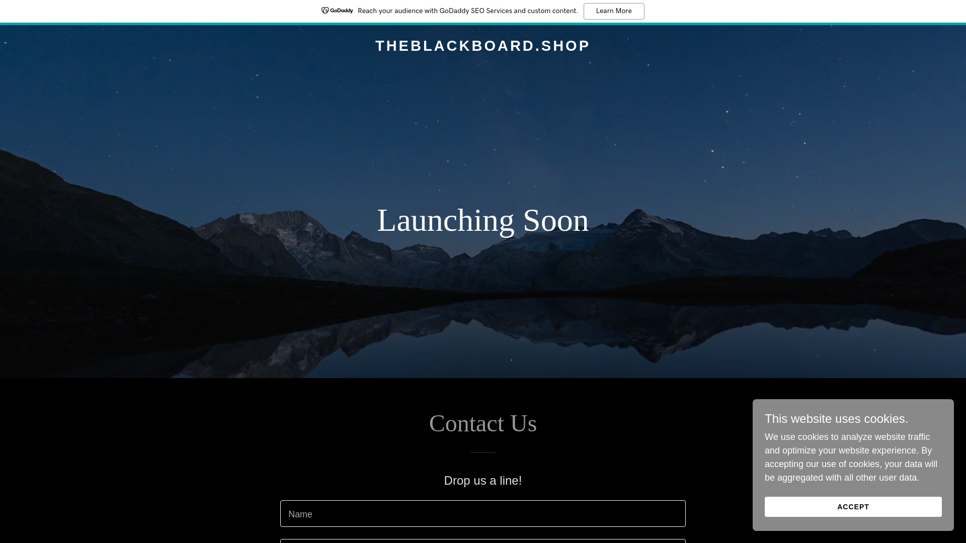 website screenshot of https://theblackboard.shop/