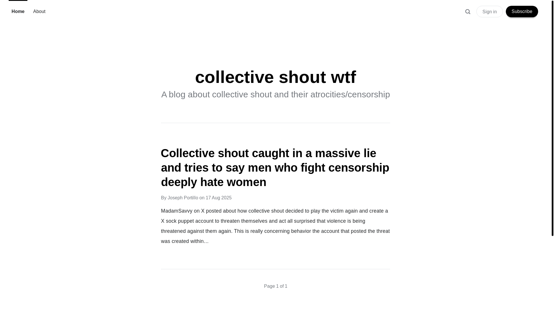 website screenshot of https://collectiveshout.wtf/