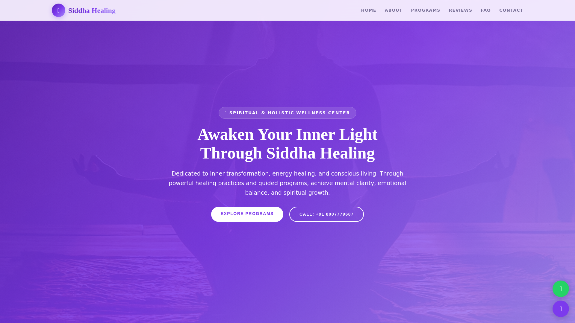 website screenshot of https://siddhahealingfoundation.com/