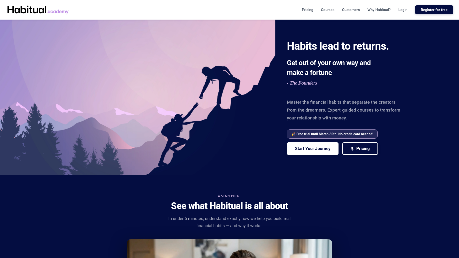 website screenshot of https://habitual.academy/