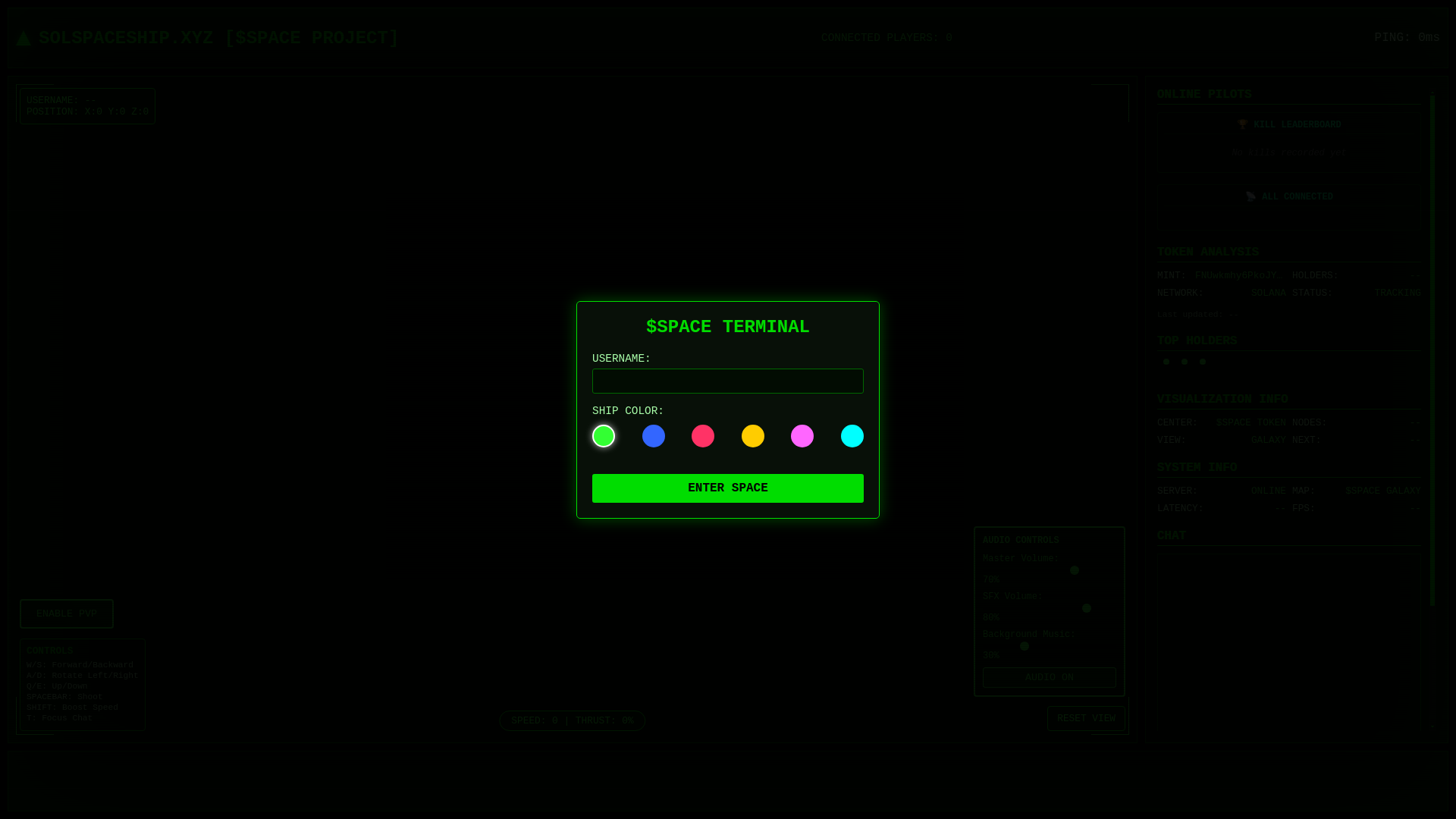 website screenshot of https://solspaceship.xyz/