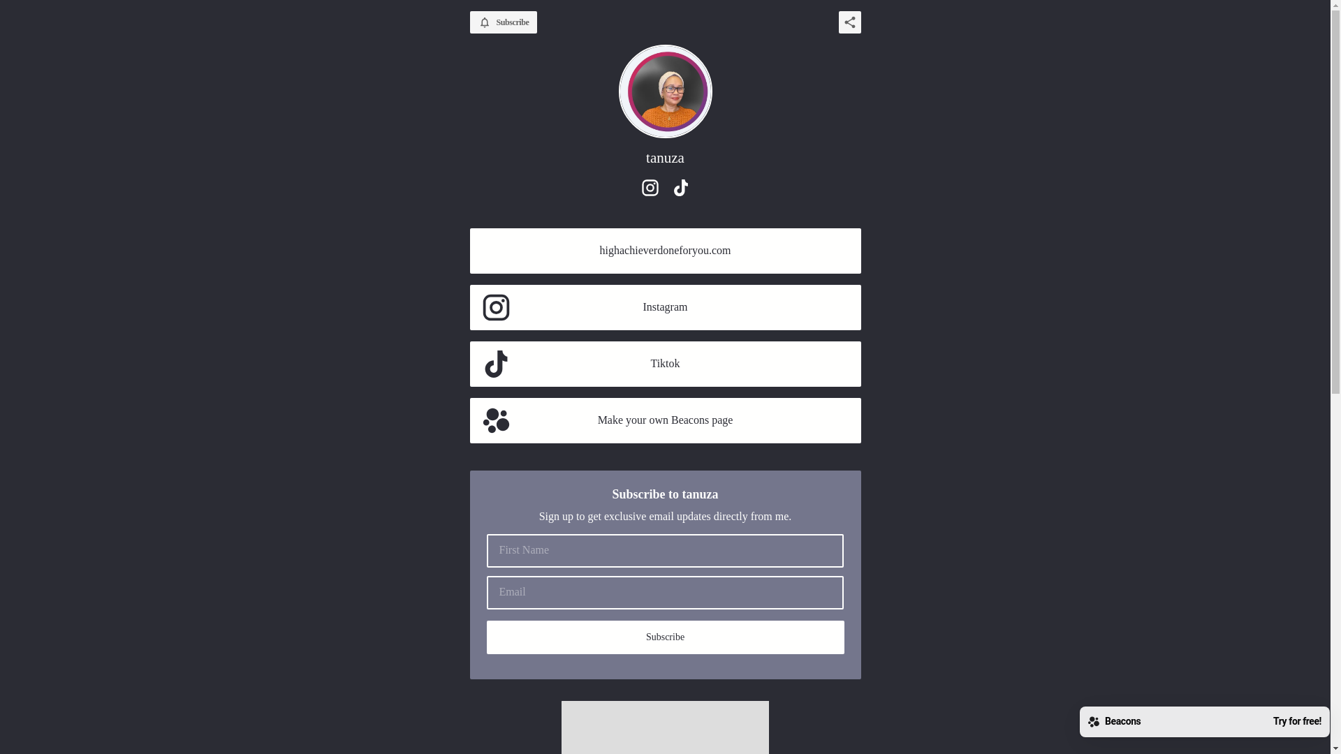 website screenshot of https://tanuza.store/