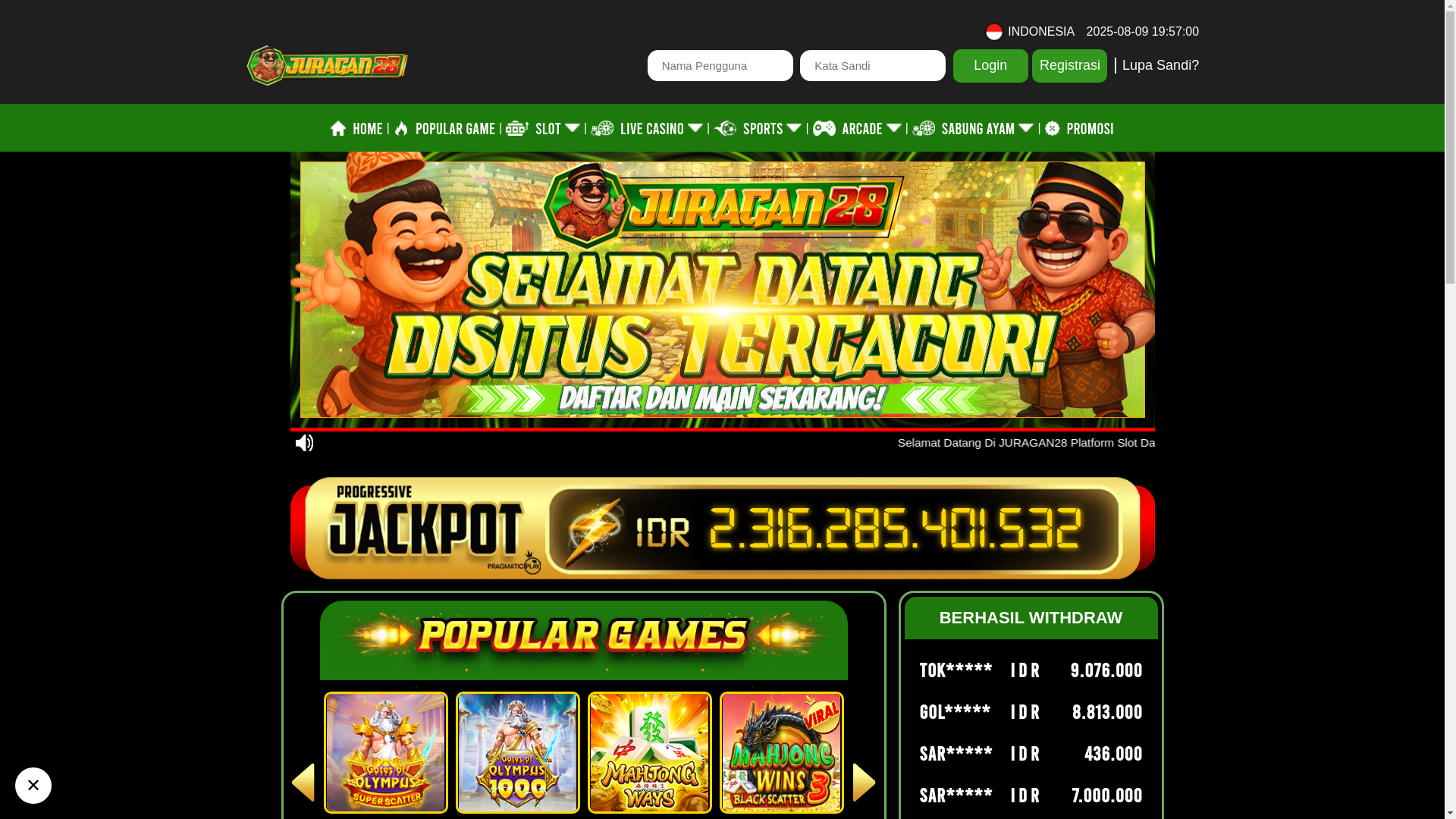 website screenshot of https://juragan28.bond/
