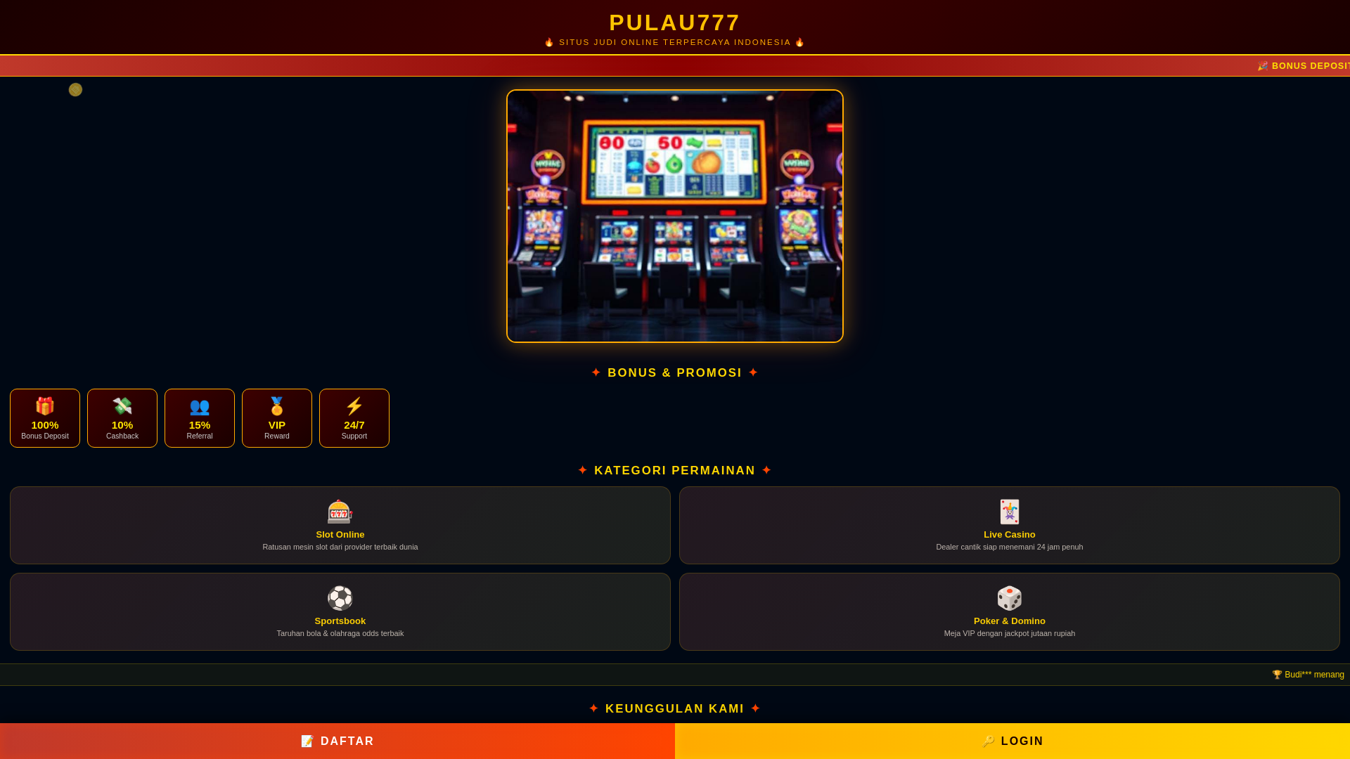 website screenshot of https://pulau777-login.pages.dev/