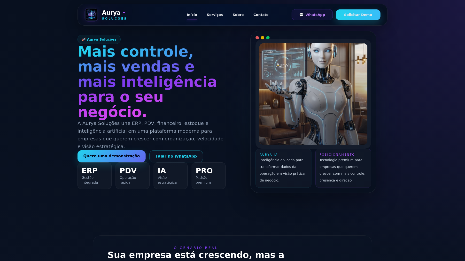 website screenshot of https://auryasolucoes.com.br