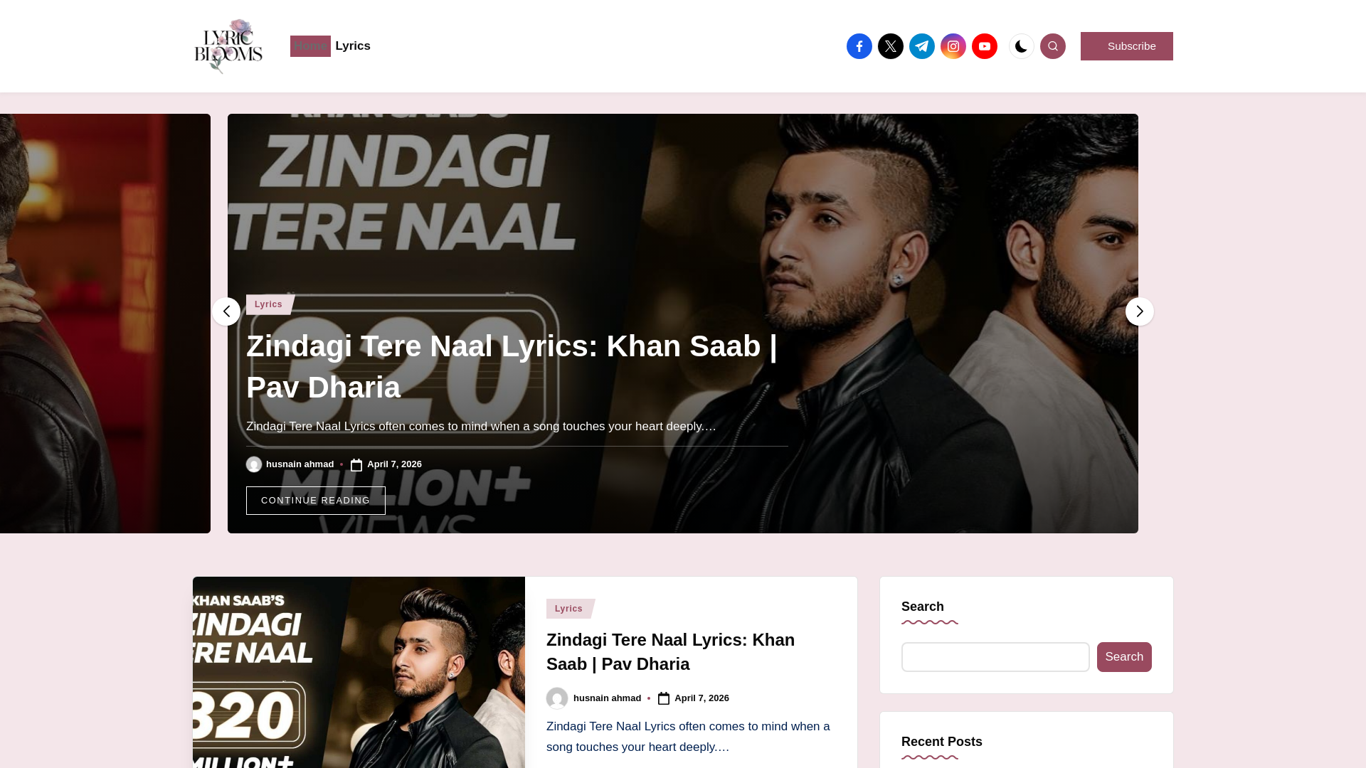 website screenshot of https://lyricblooms.com/