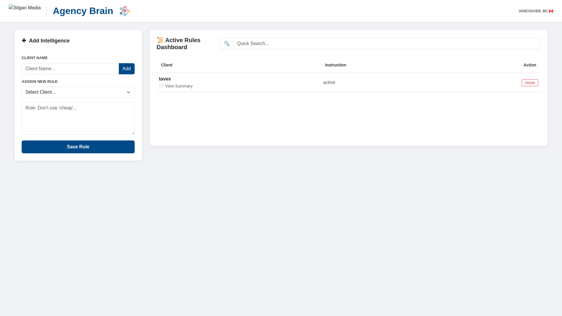 website screenshot of https://agencybrain.ca/
