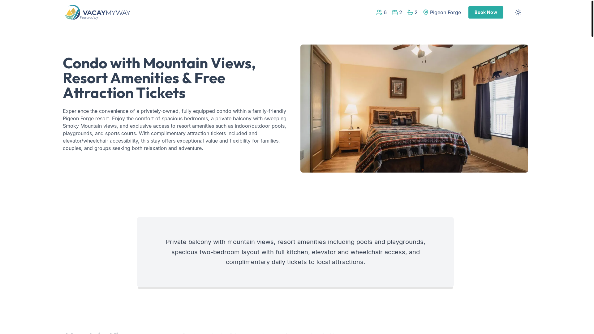 website screenshot of https://blissmountains.holiday/