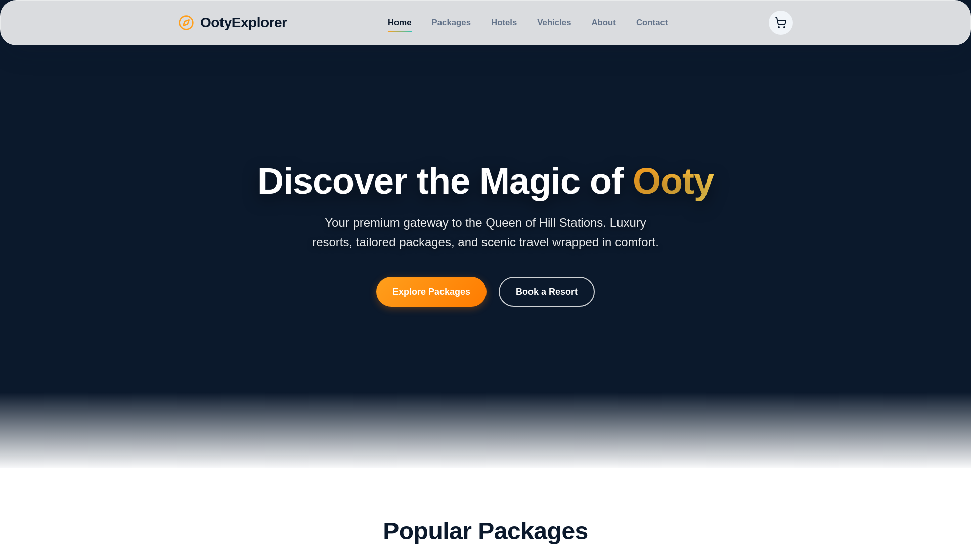 website screenshot of https://ooty-travel-demo.pages.dev/