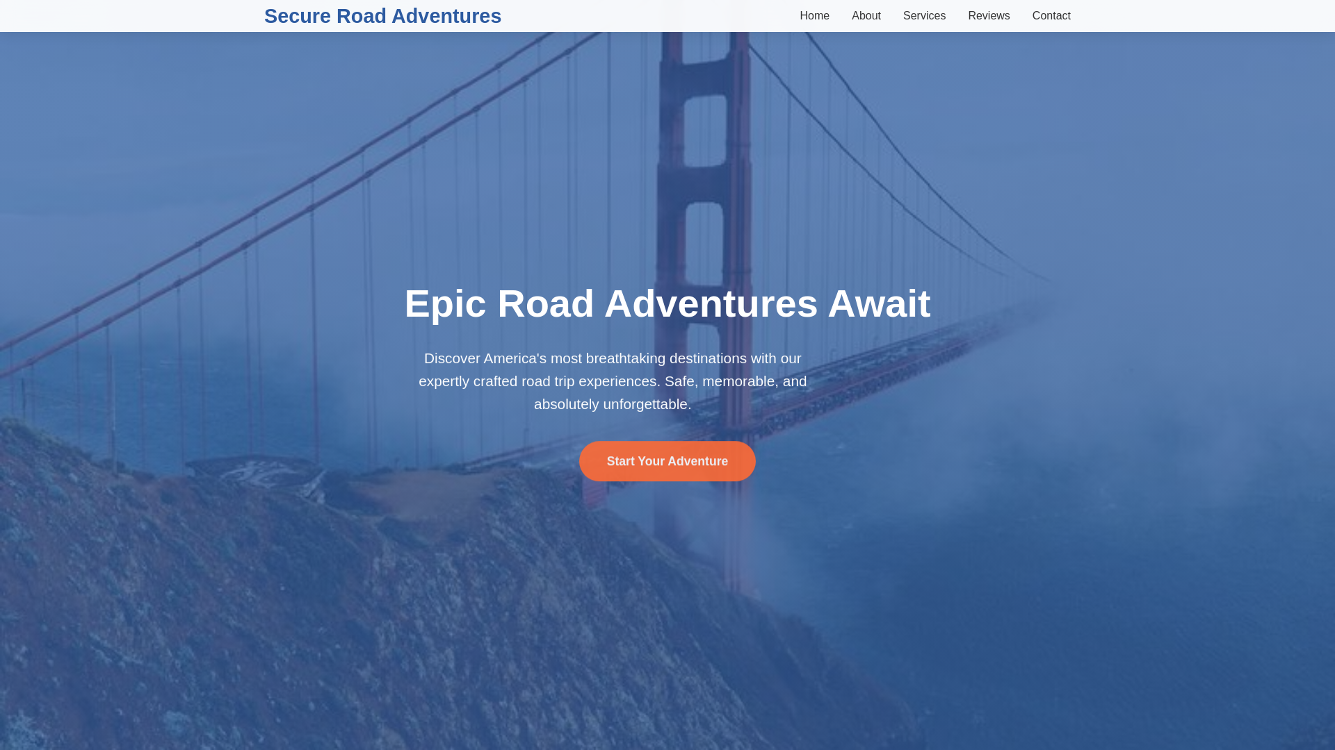 website screenshot of https://secureroadadventures.shop/