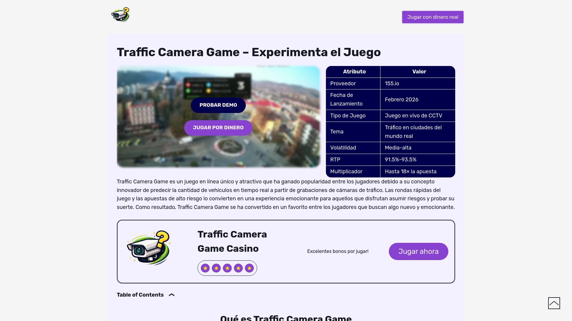 website screenshot of https://cctvtraffic-game.com.es