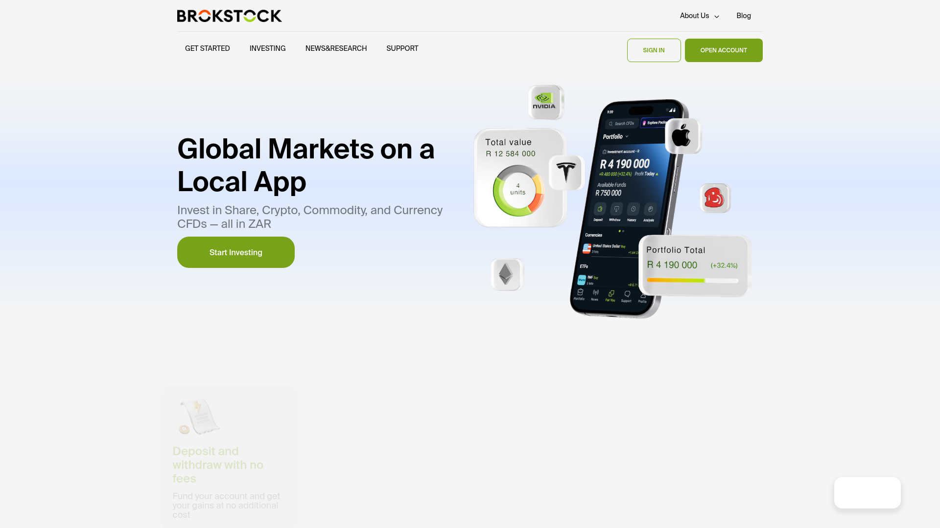 website screenshot of https://brokstock.co.za