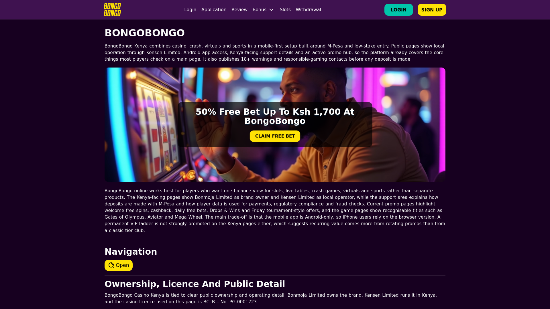 website screenshot of https://bongo-bongo.casino/