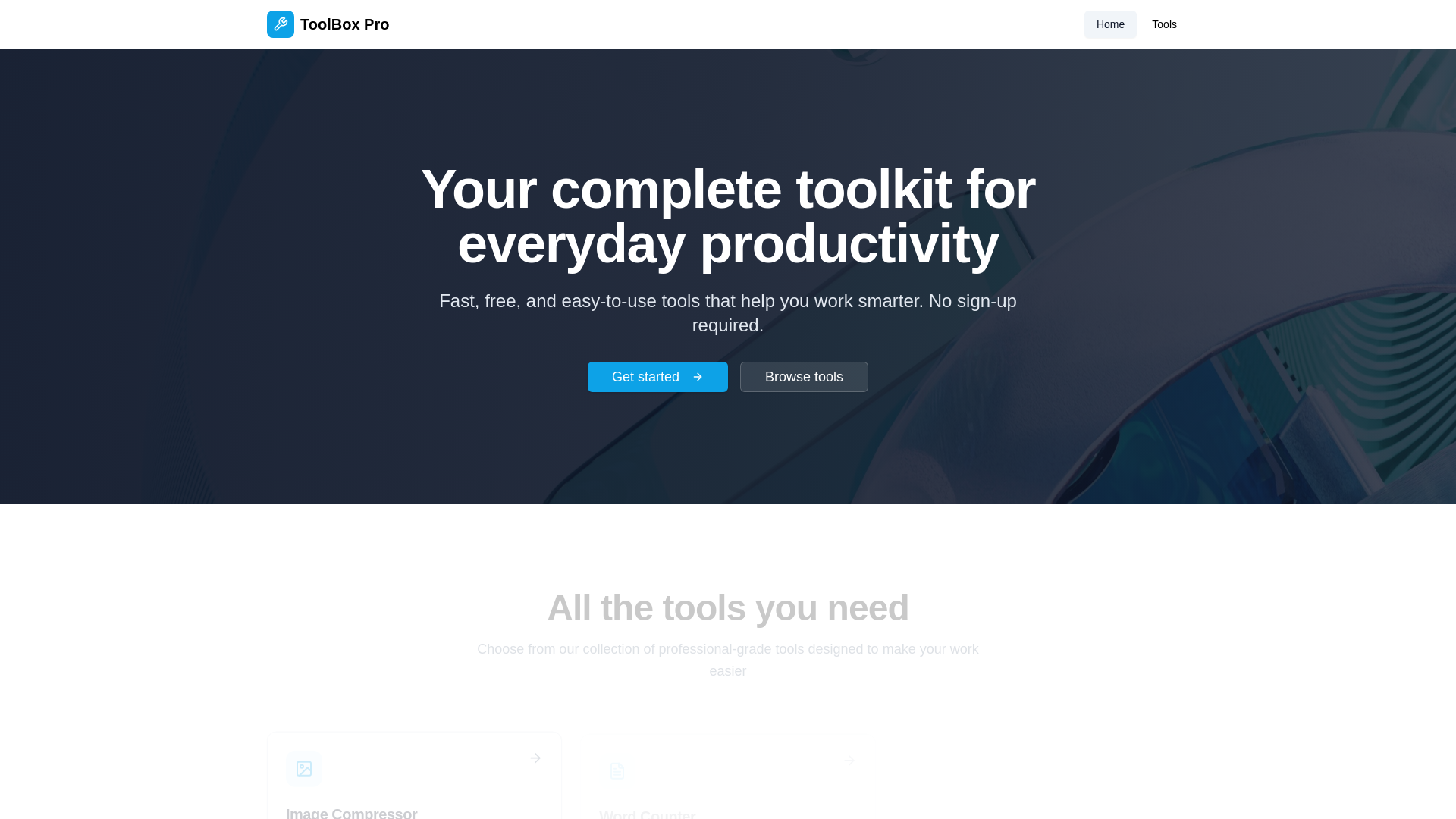 website screenshot of https://toolboxpro.fun/