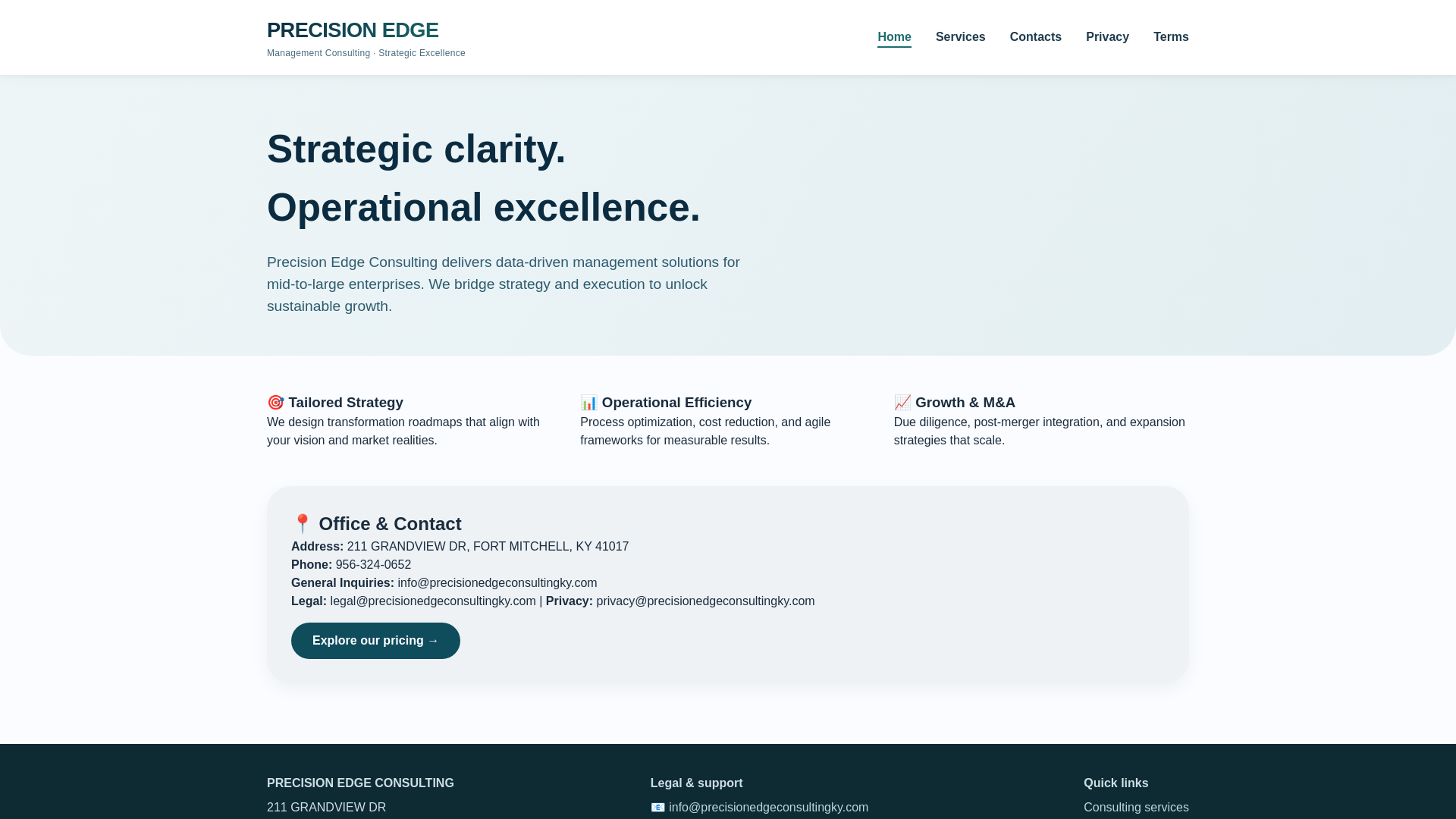 website screenshot of https://precisionedgeconsultingky.com/