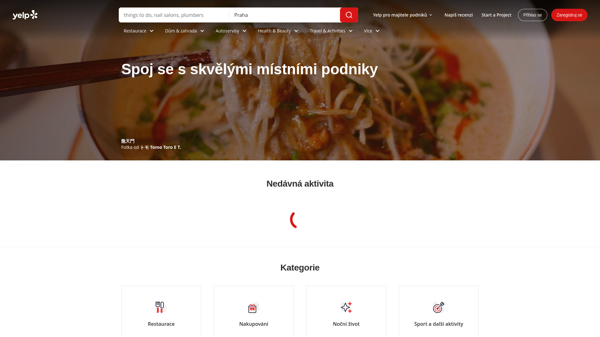 website screenshot of https://www.yelp.com