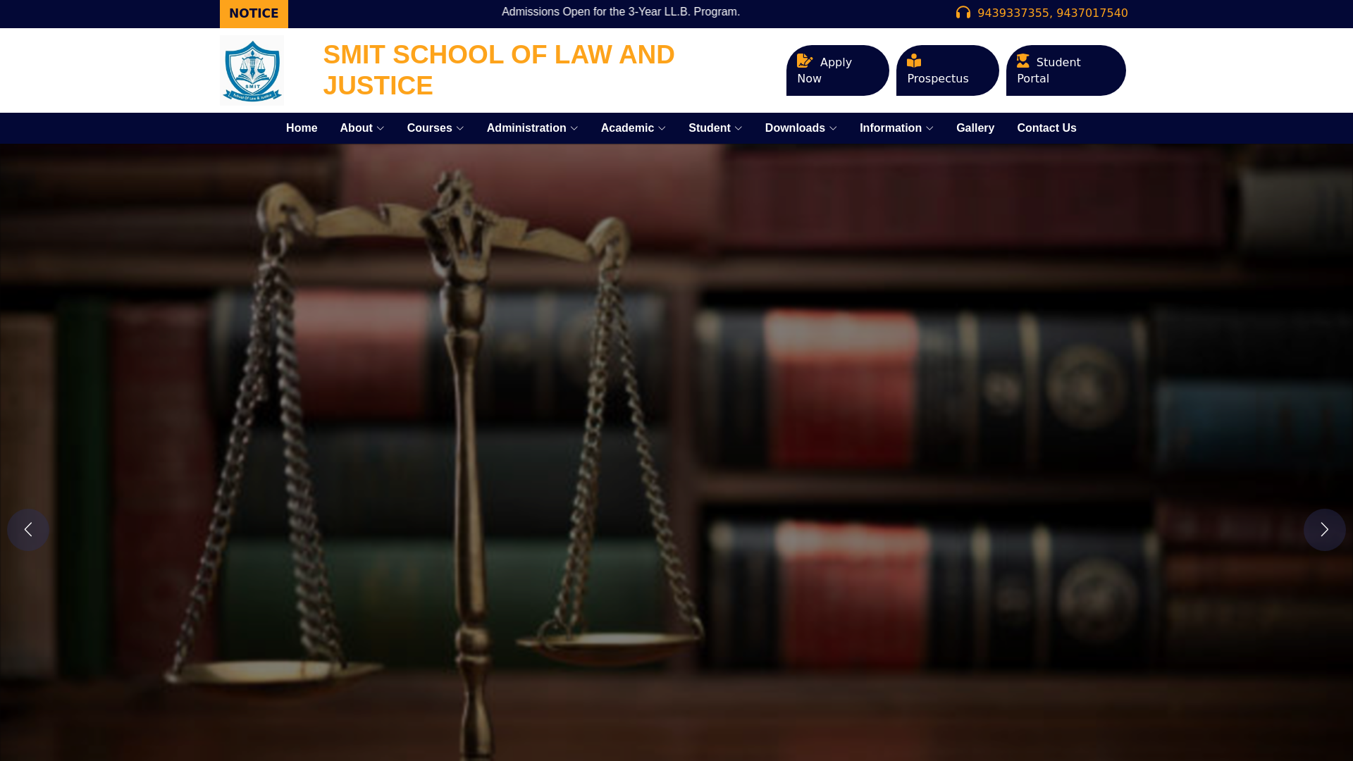 website screenshot of https://smitschooloflawandjustice.org