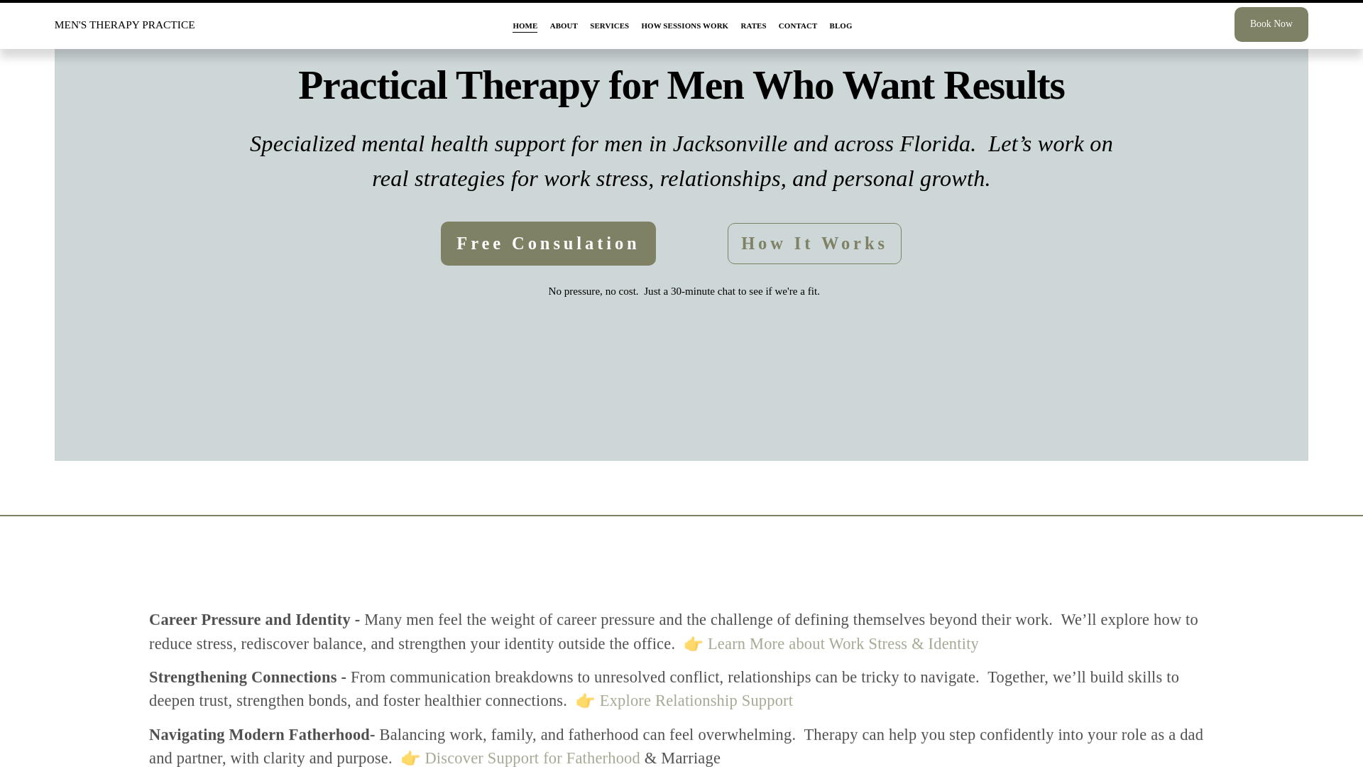 website screenshot of https://menstherapypractice.com