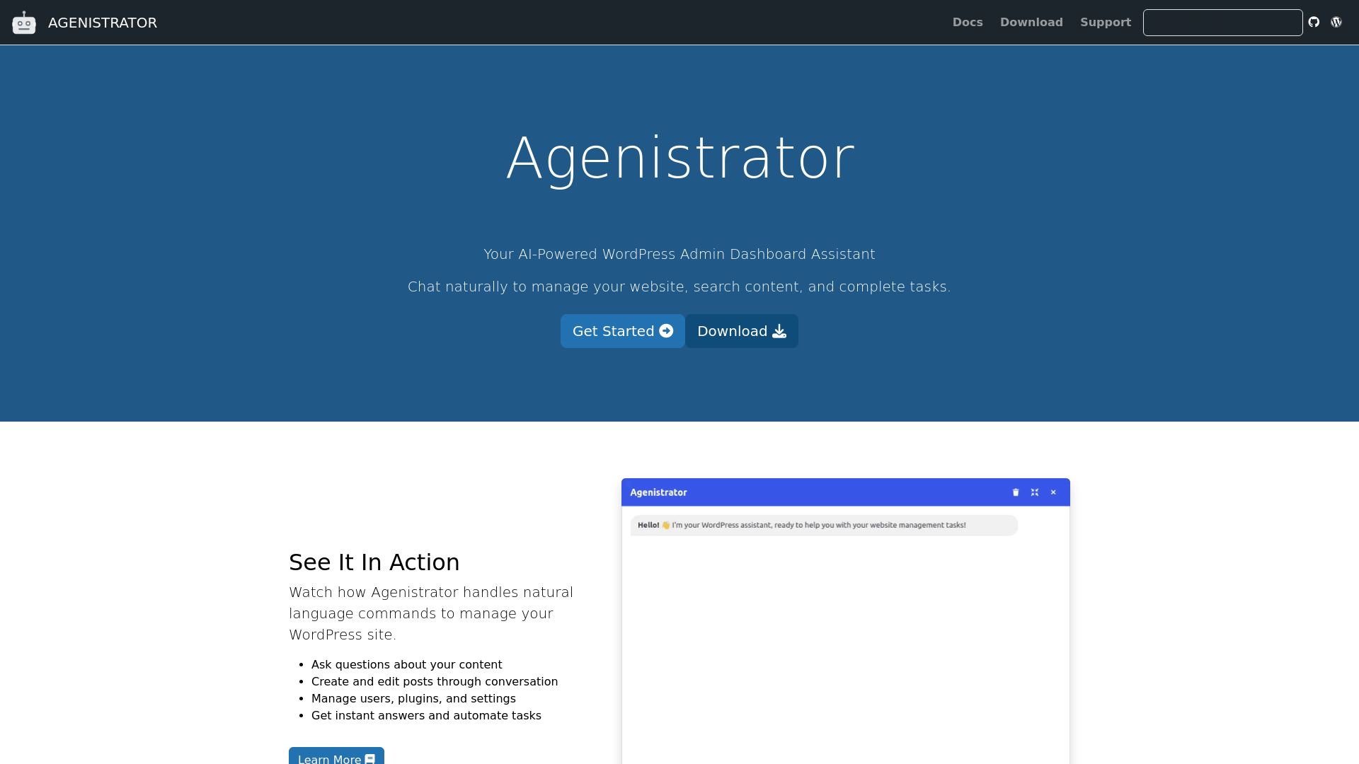 website screenshot of https://agenistrator.ai/