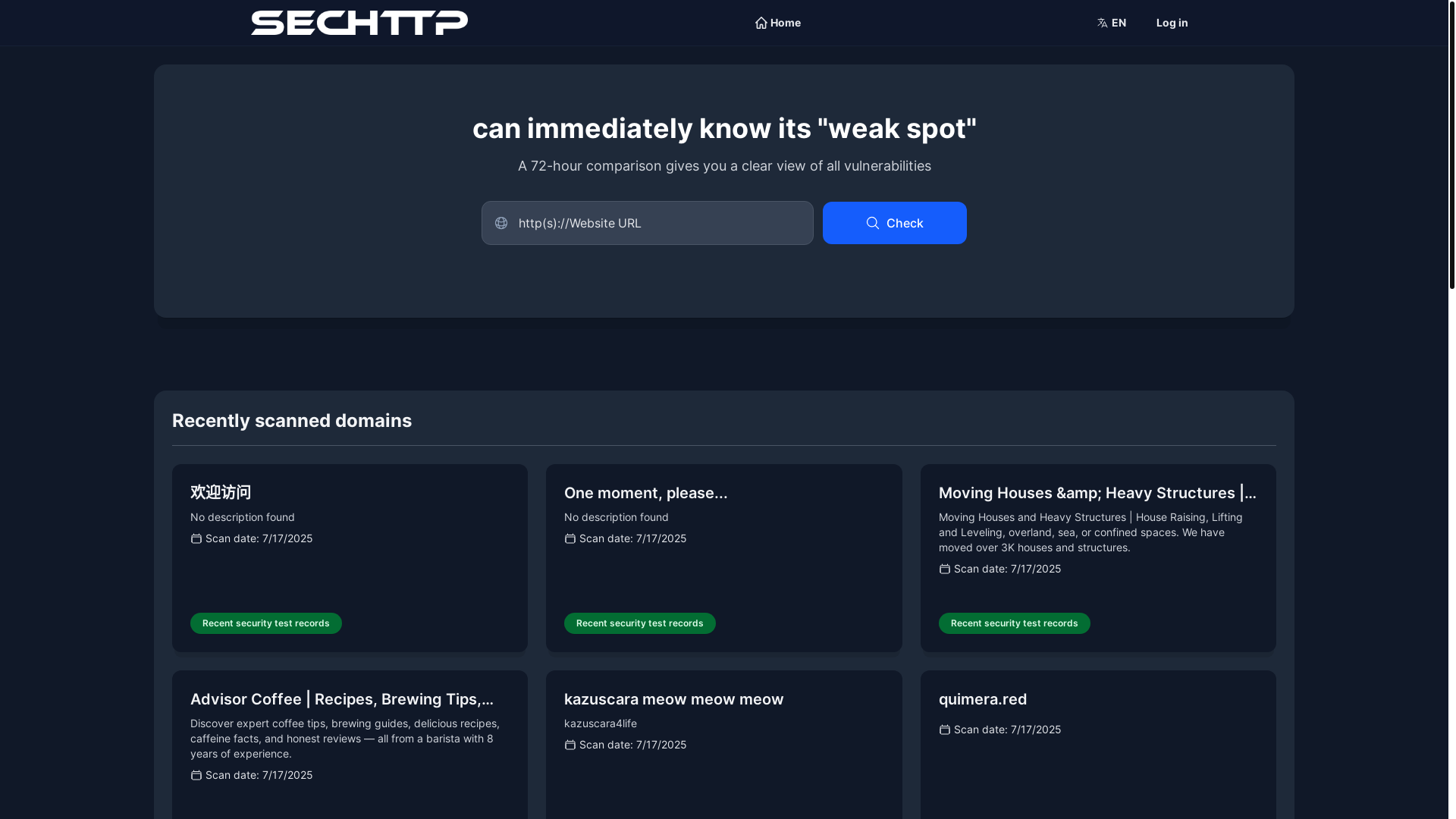 website screenshot of https://sechttp.com/