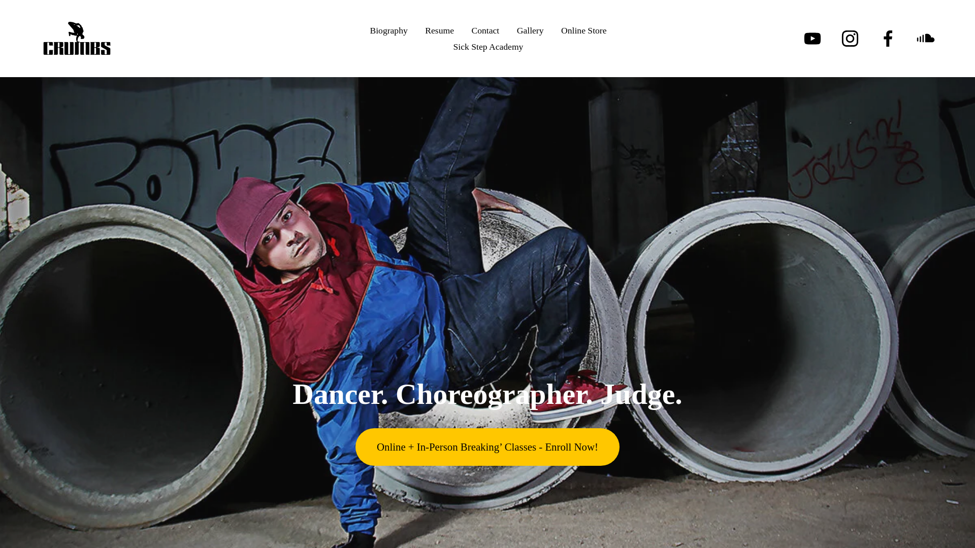 website screenshot of https://bboycrumbles.com